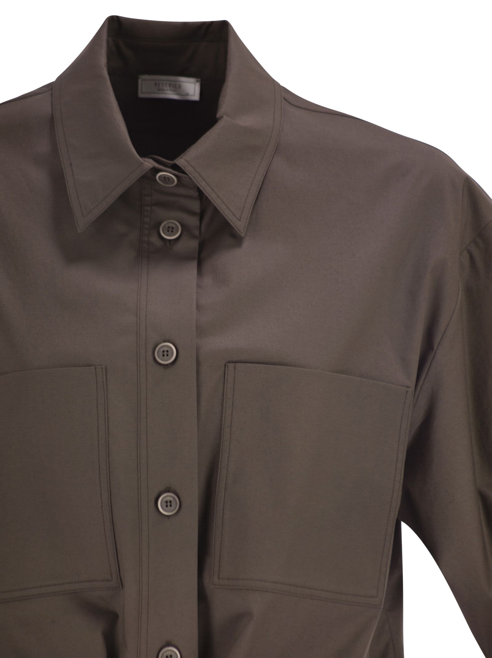 Peserico Women Cropped Stretch Cotton Shirt With Drawstring PESERICO