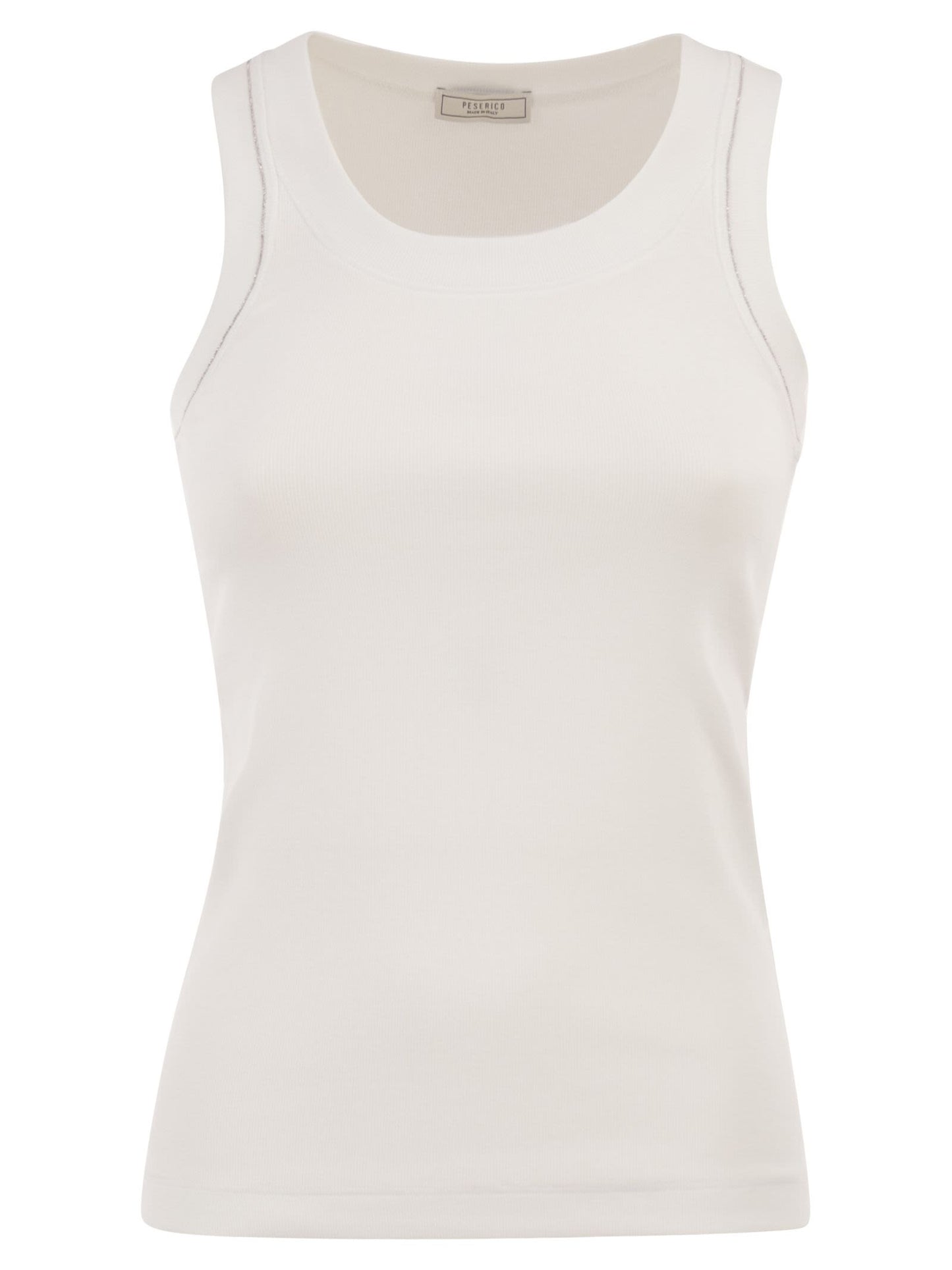 Peserico Women Cotton Jersey Vest Top With Shiny Thread PESERICO