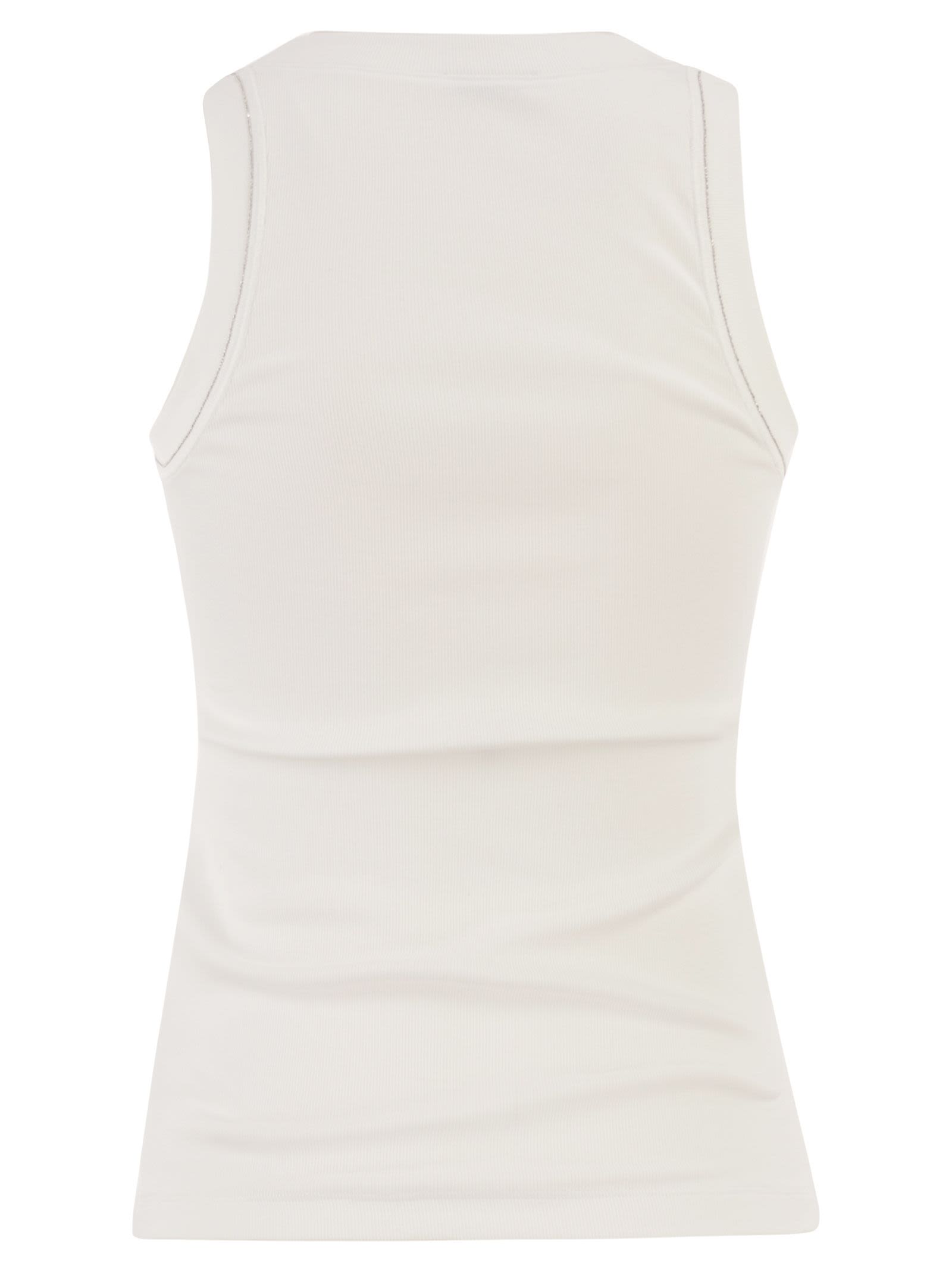 Peserico Women Cotton Jersey Vest Top With Shiny Thread PESERICO