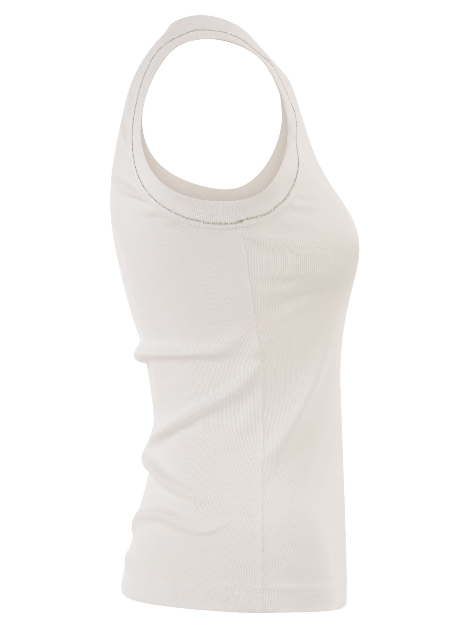 Peserico Women Cotton Jersey Vest Top With Shiny Thread PESERICO