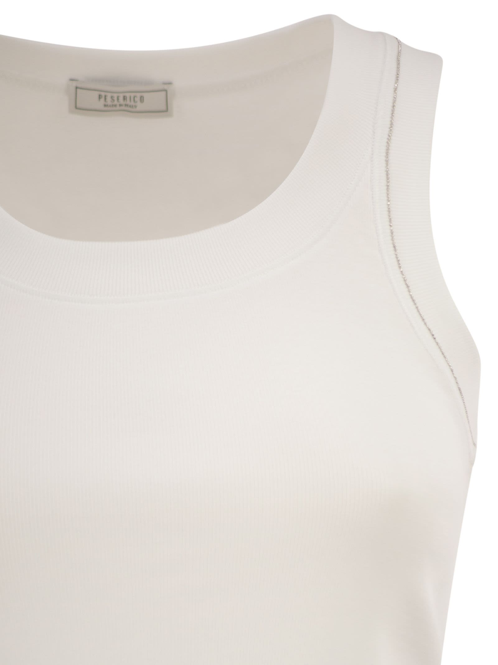Peserico Women Cotton Jersey Vest Top With Shiny Thread PESERICO
