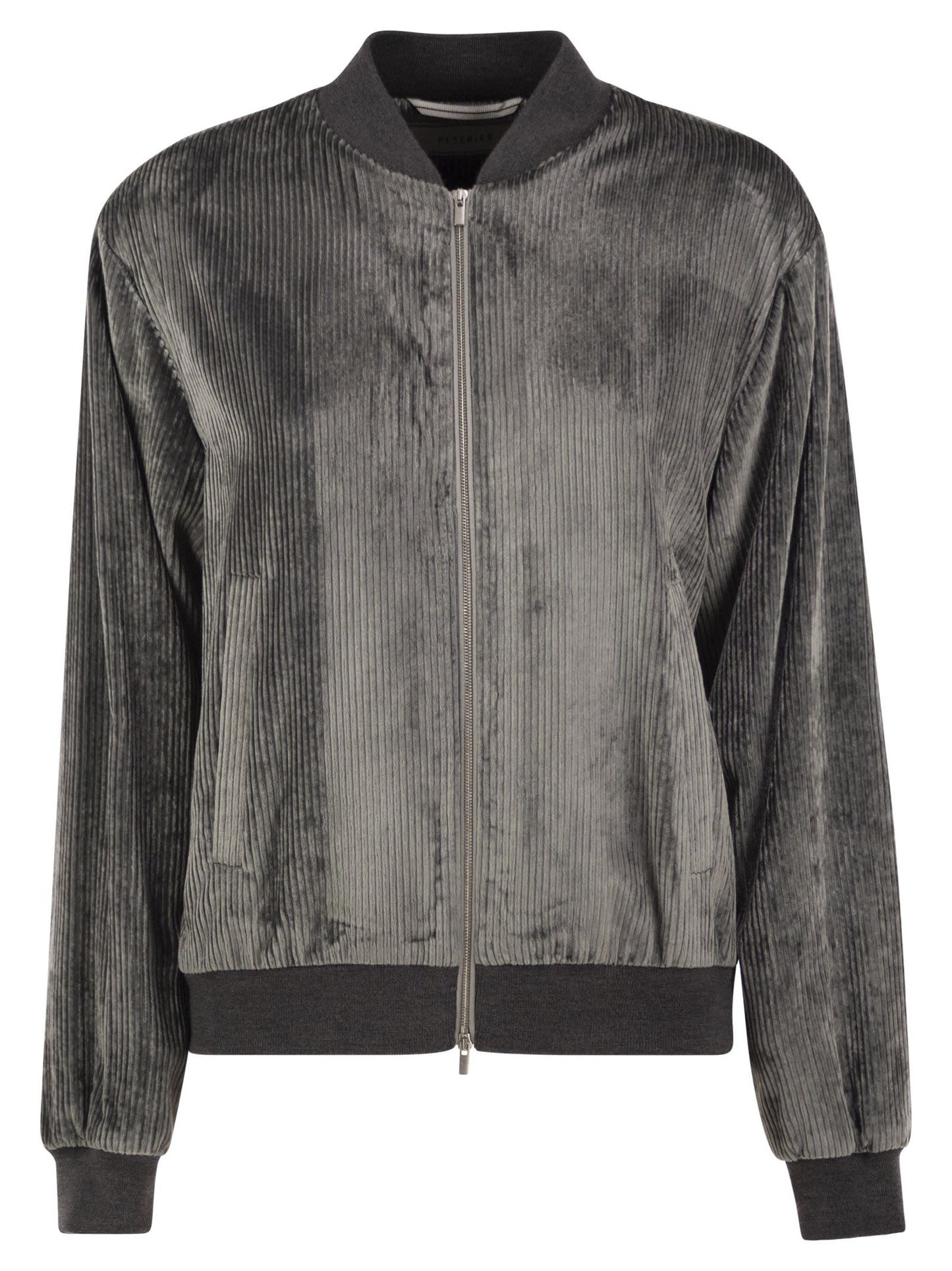 Peserico Women Stretch Corded Velvet Bomber Jacket With Silk Details PESERICO