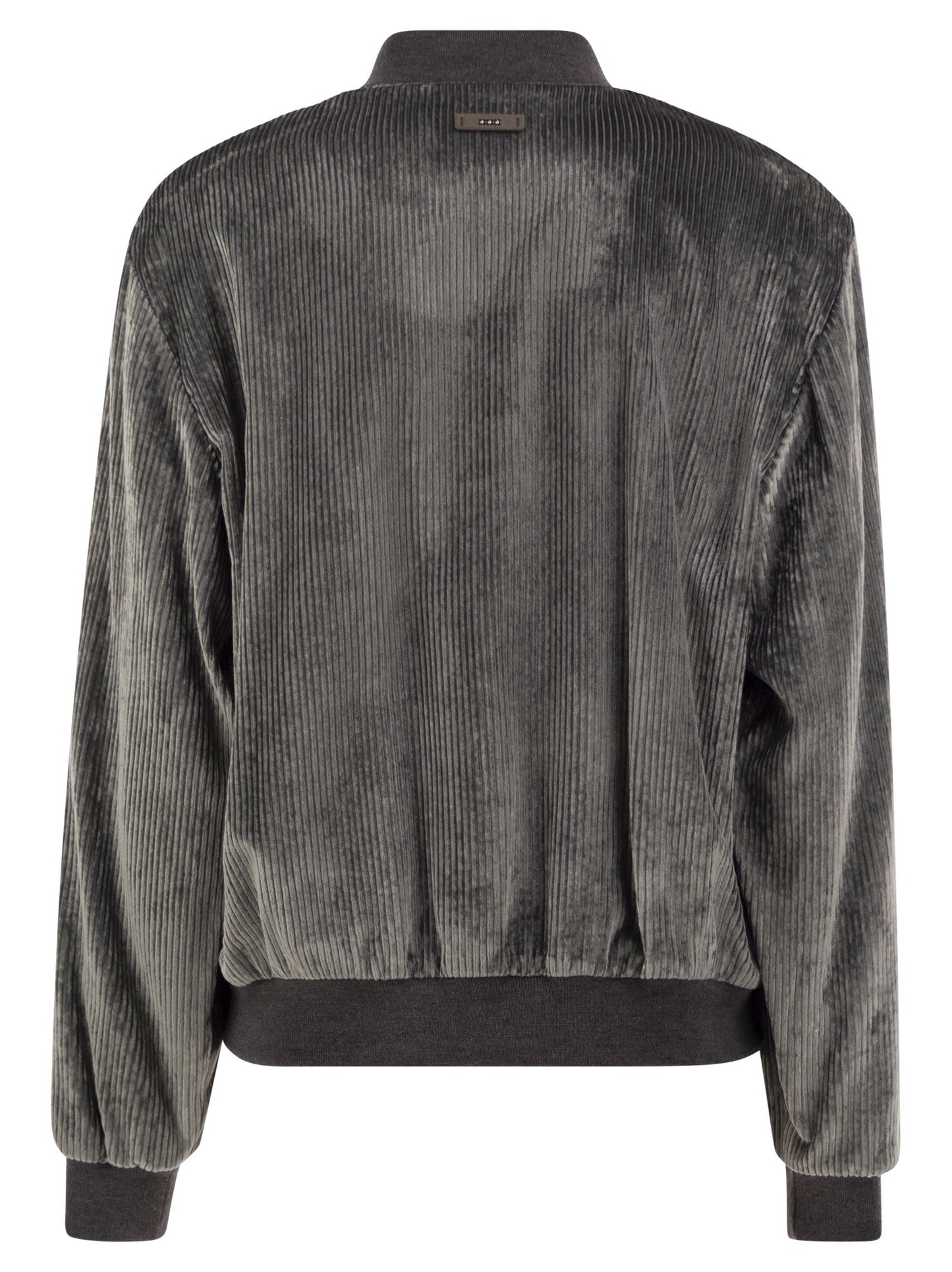 Peserico Women Stretch Corded Velvet Bomber Jacket With Silk Details PESERICO