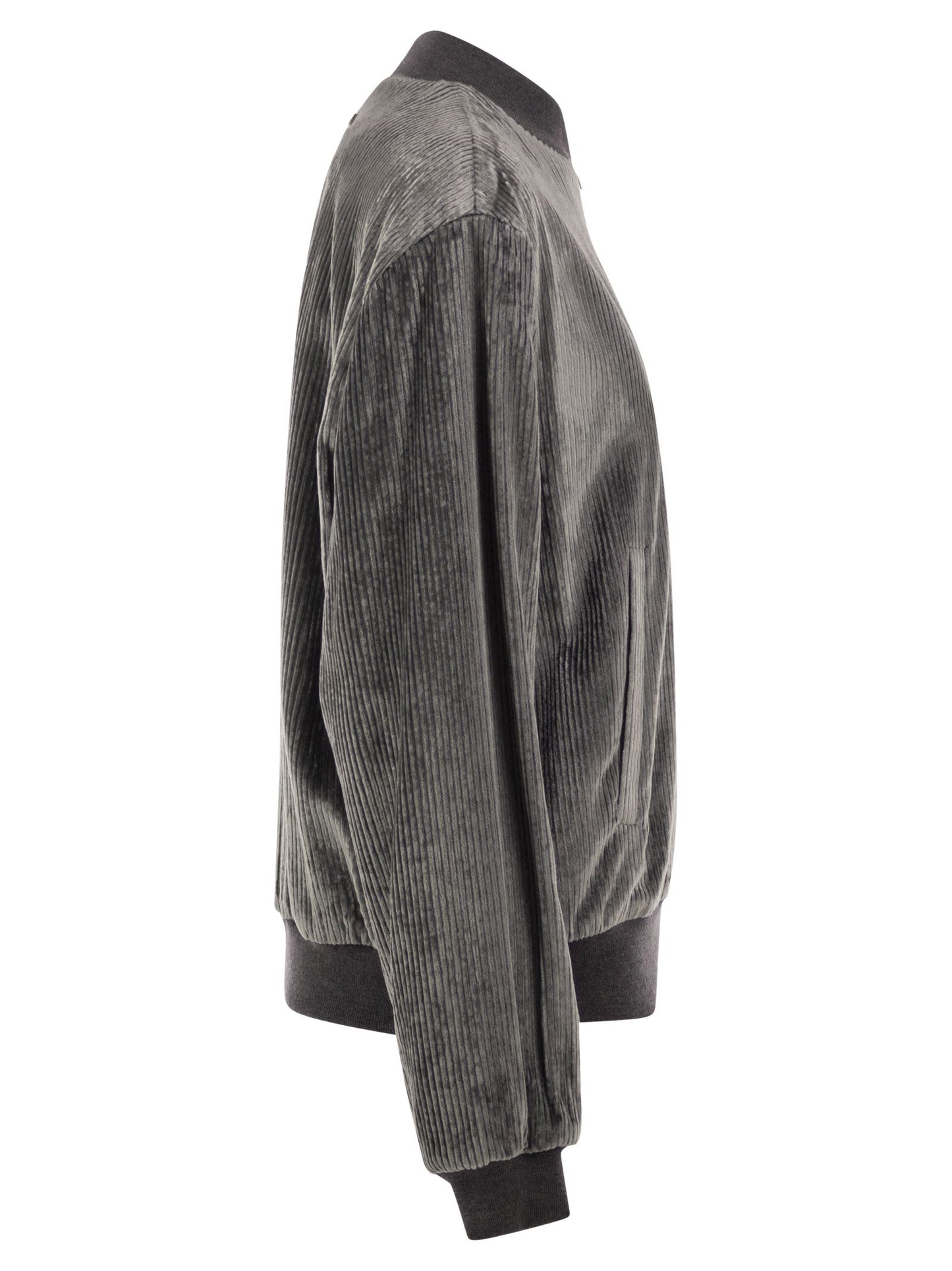 Peserico Women Stretch Corded Velvet Bomber Jacket With Silk Details PESERICO