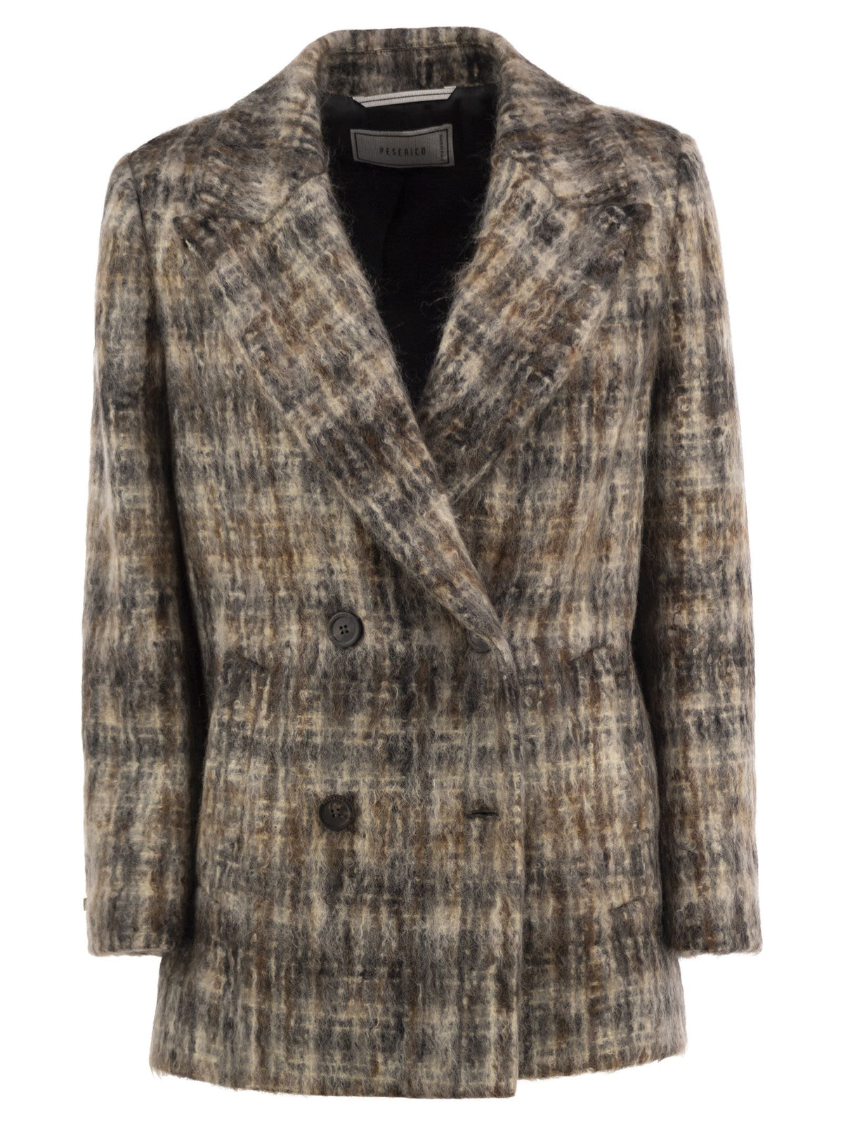 Peserico Women Double-Breasted Mohair-Blend Checked Blazer PESERICO