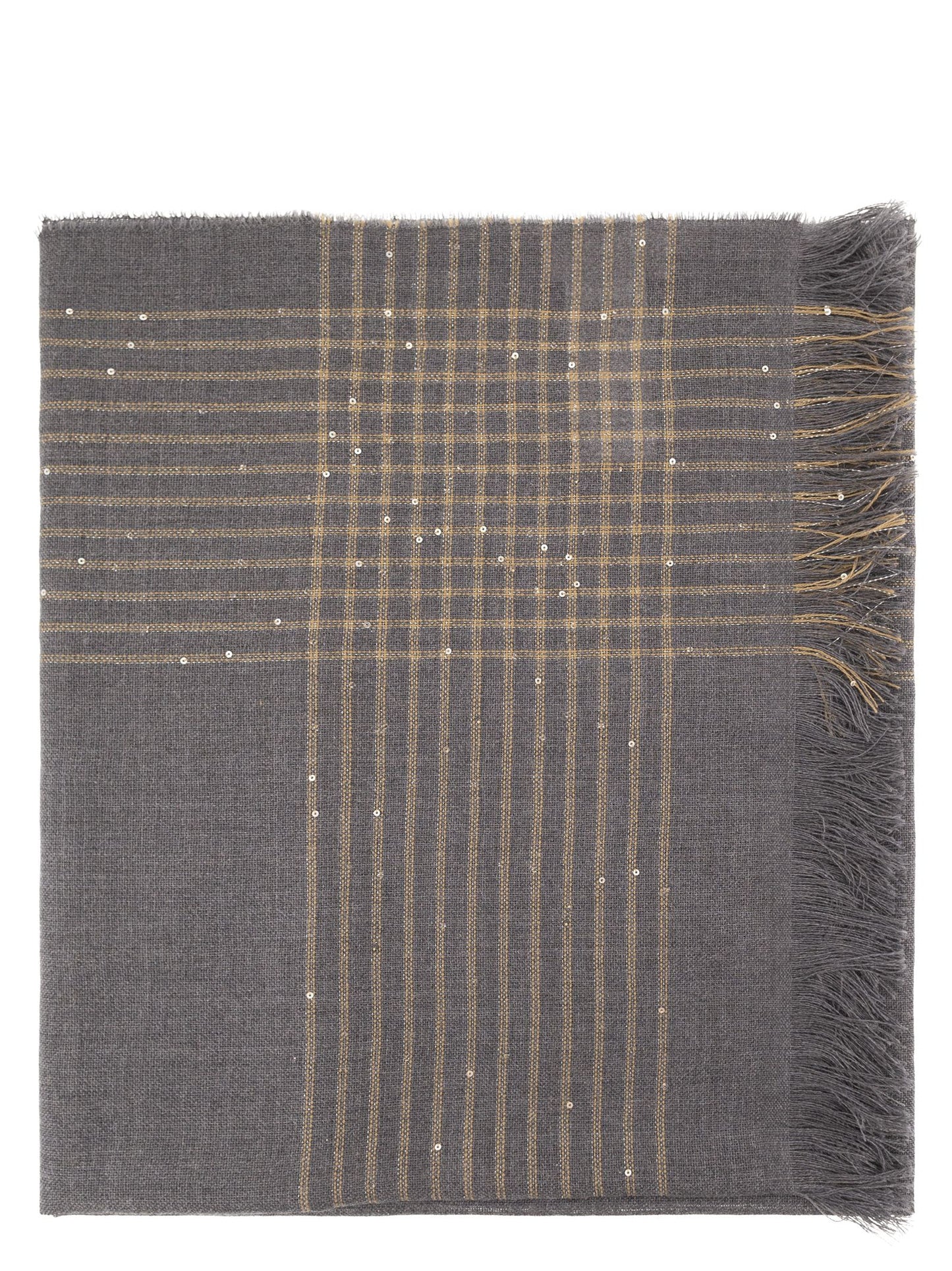 Peserico Women Virgin Wool Scarf With Check Pattern, Sequins And Lurex Details PESERICO