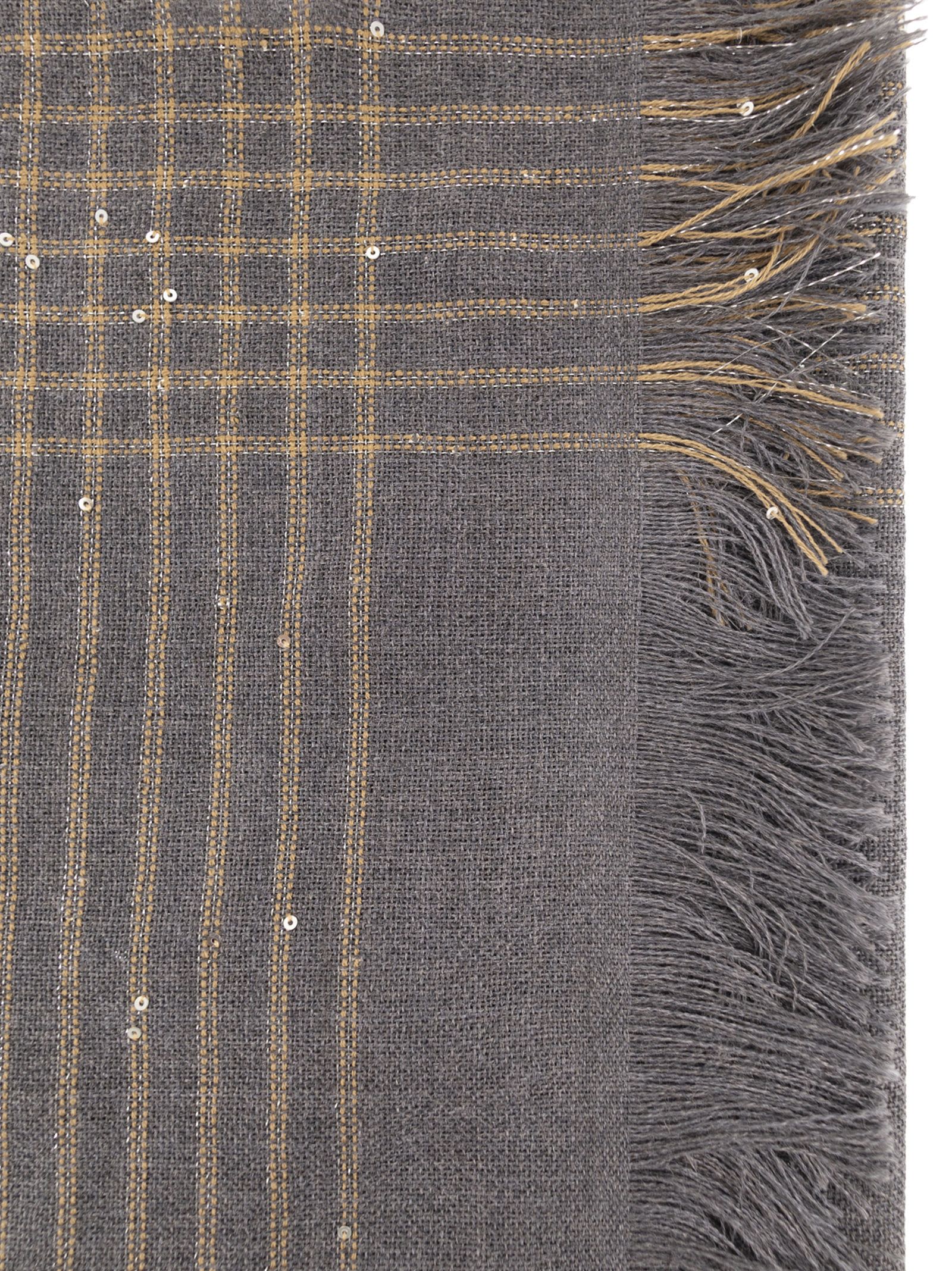 Peserico Women Virgin Wool Scarf With Check Pattern, Sequins And Lurex Details PESERICO