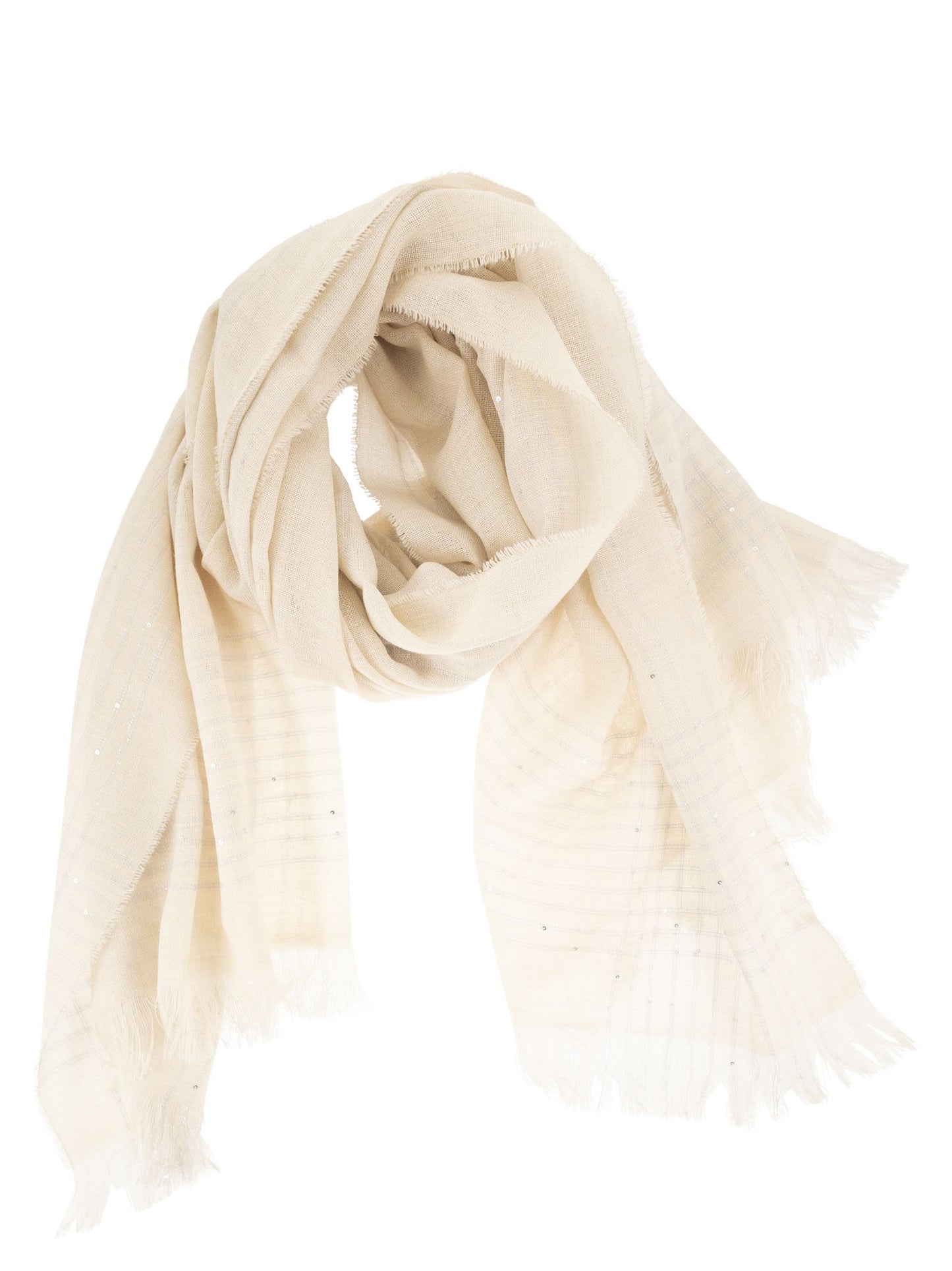 Peserico Women Virgin Wool Scarf With Check Pattern, Sequins And Lurex Details PESERICO
