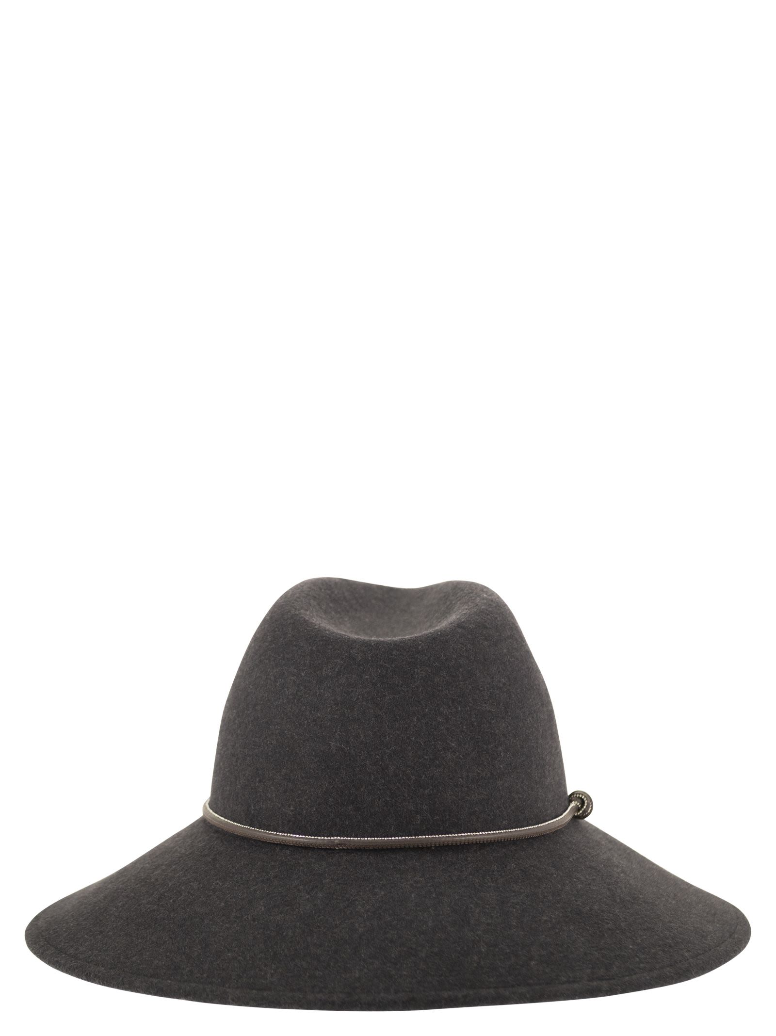 Peserico Women Wool Felt Hat With Leather Trim And Decorative Metal Cord PESERICO