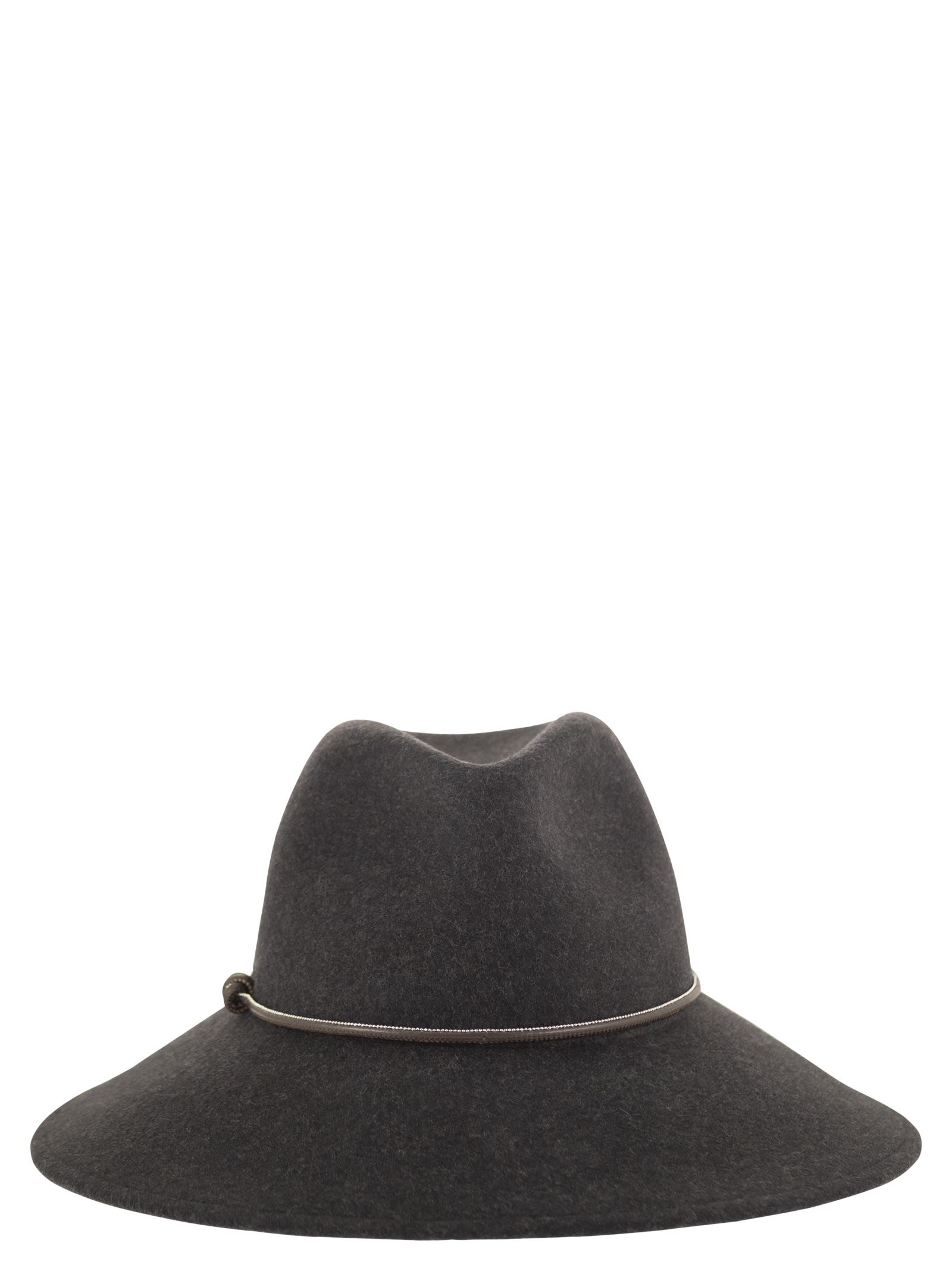 Peserico Women Wool Felt Hat With Leather Trim And Decorative Metal Cord PESERICO