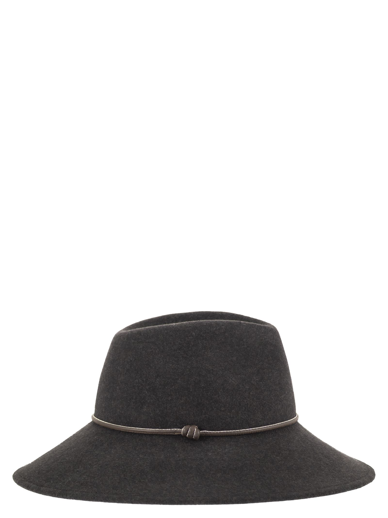 Peserico Women Wool Felt Hat With Leather Trim And Decorative Metal Cord PESERICO