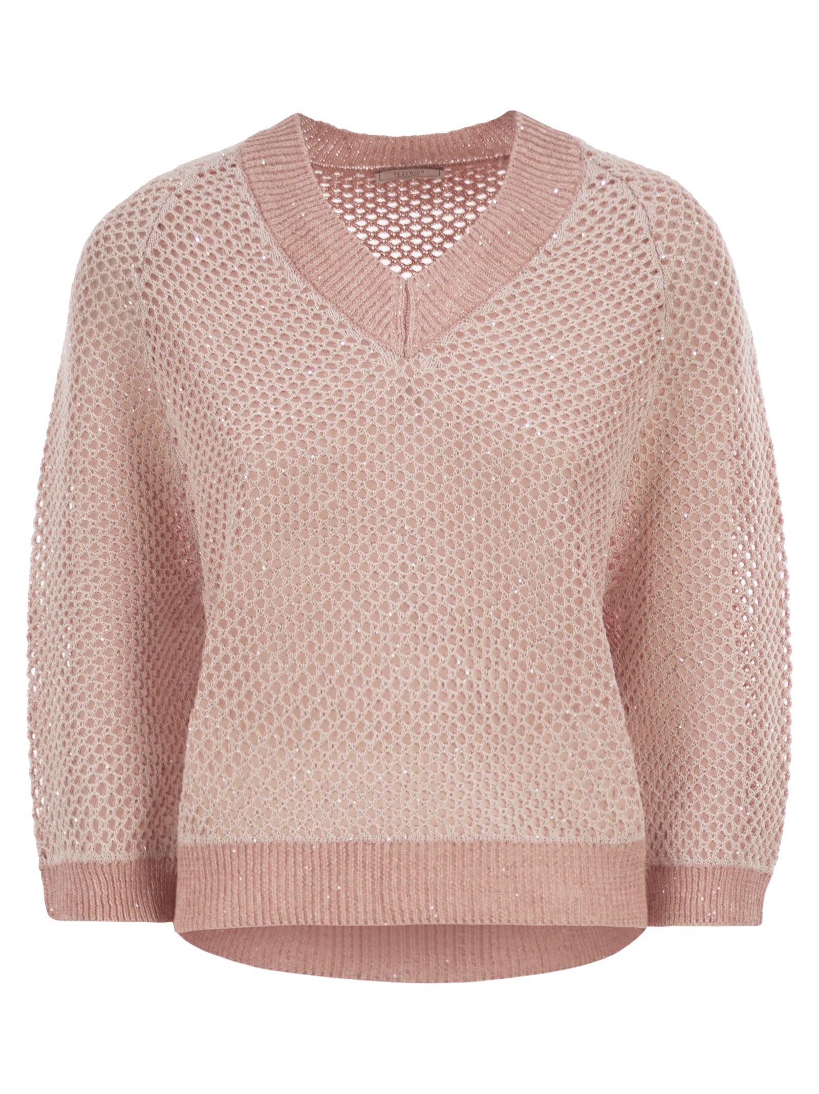 Peserico Women V-Neck Mesh Top In Linen And Cotton PESERICO