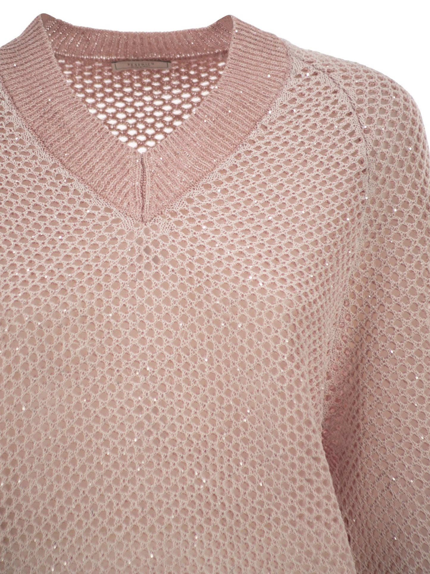 Peserico Women V-Neck Mesh Top In Linen And Cotton PESERICO