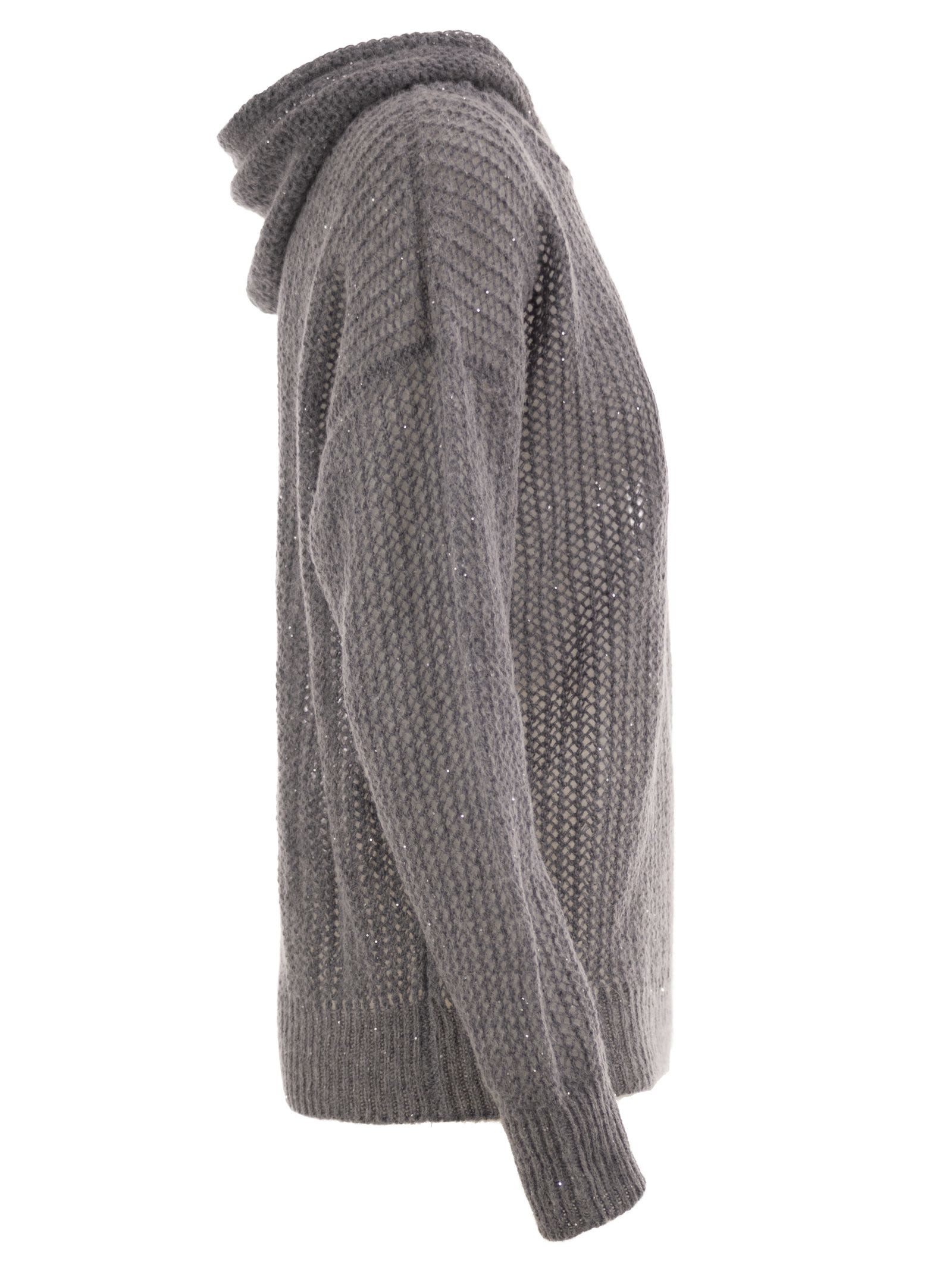 Peserico Women Hooded Open-Knit Jumper With Sequins PESERICO