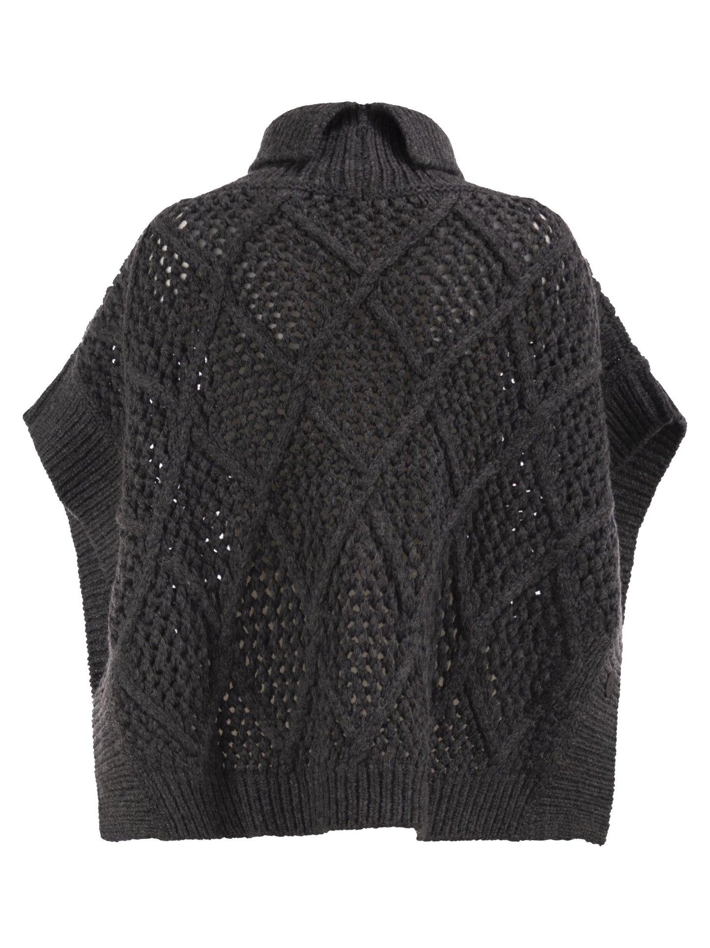 Peserico Women Virgin Wool Openwork Knit Roll-Neck Poncho PESERICO