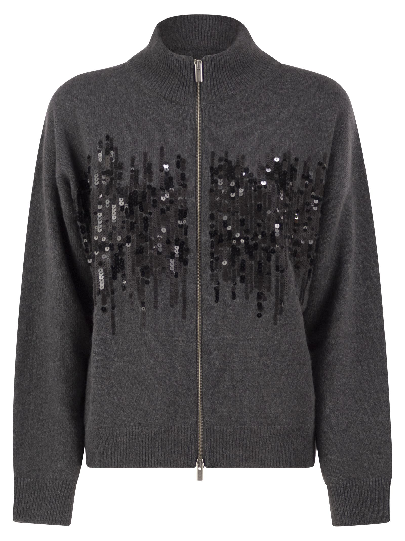 Peserico Women Knitted Cardigan With Sequins And Two-Way Zip PESERICO
