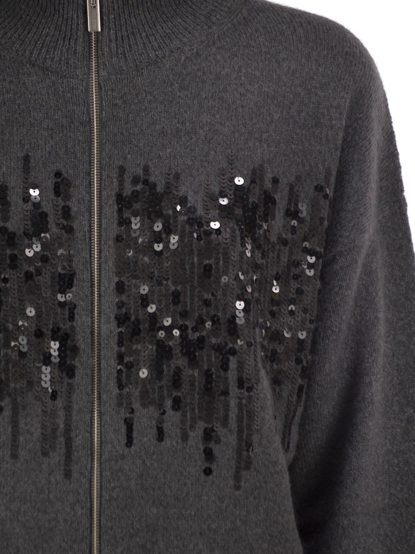 Peserico Women Knitted Cardigan With Sequins And Two-Way Zip PESERICO
