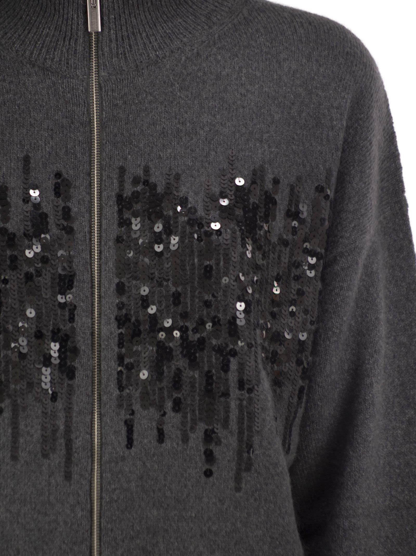 Peserico Women Knitted Cardigan With Sequins And Two-Way Zip PESERICO