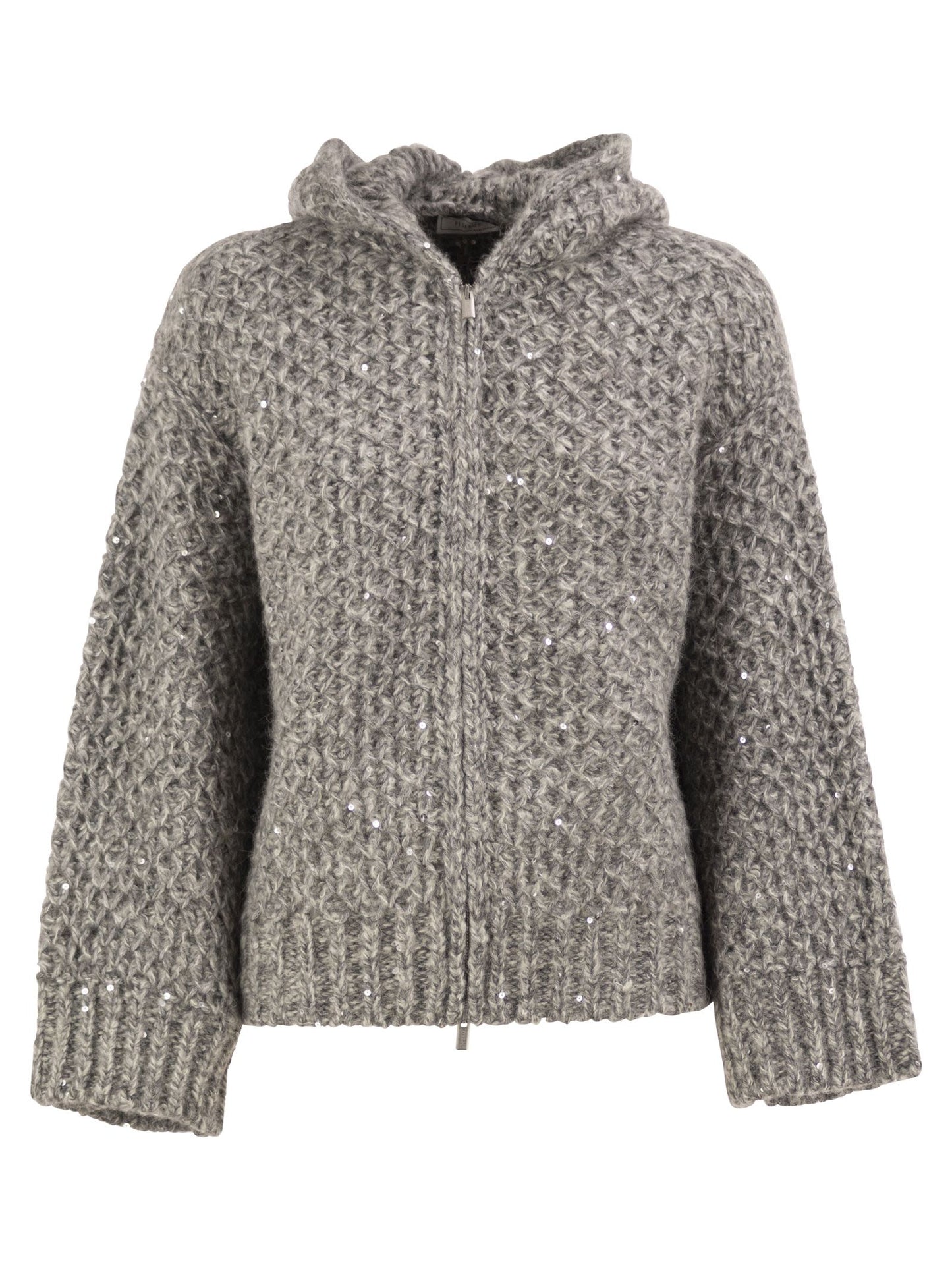 Peserico Women Alpaca Blend Knitted Hooded Cardigan With Sequins PESERICO