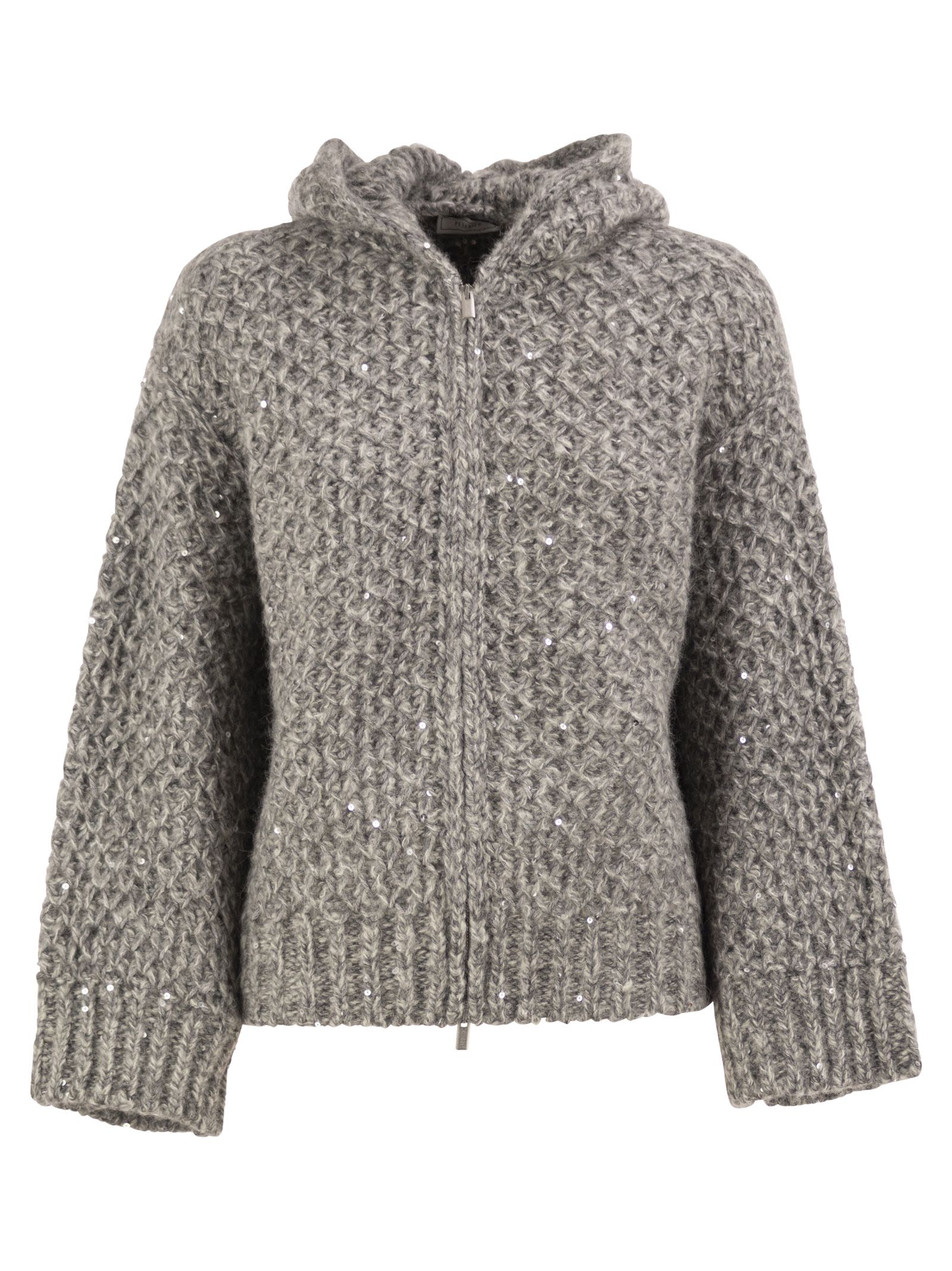 Peserico Women Alpaca Blend Knitted Hooded Cardigan With Sequins PESERICO