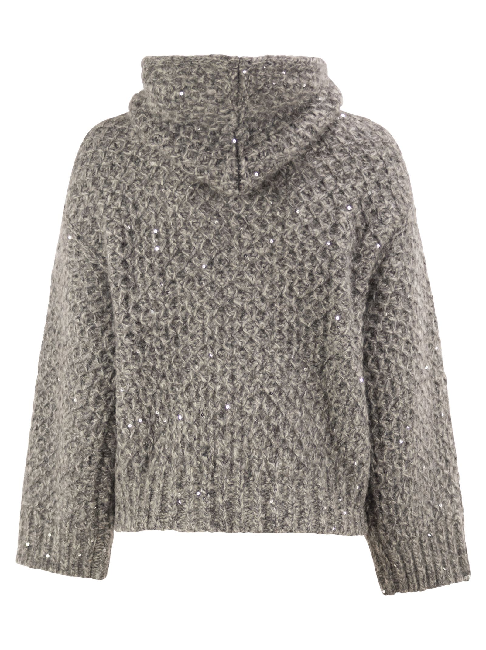 Peserico Women Alpaca Blend Knitted Hooded Cardigan With Sequins PESERICO