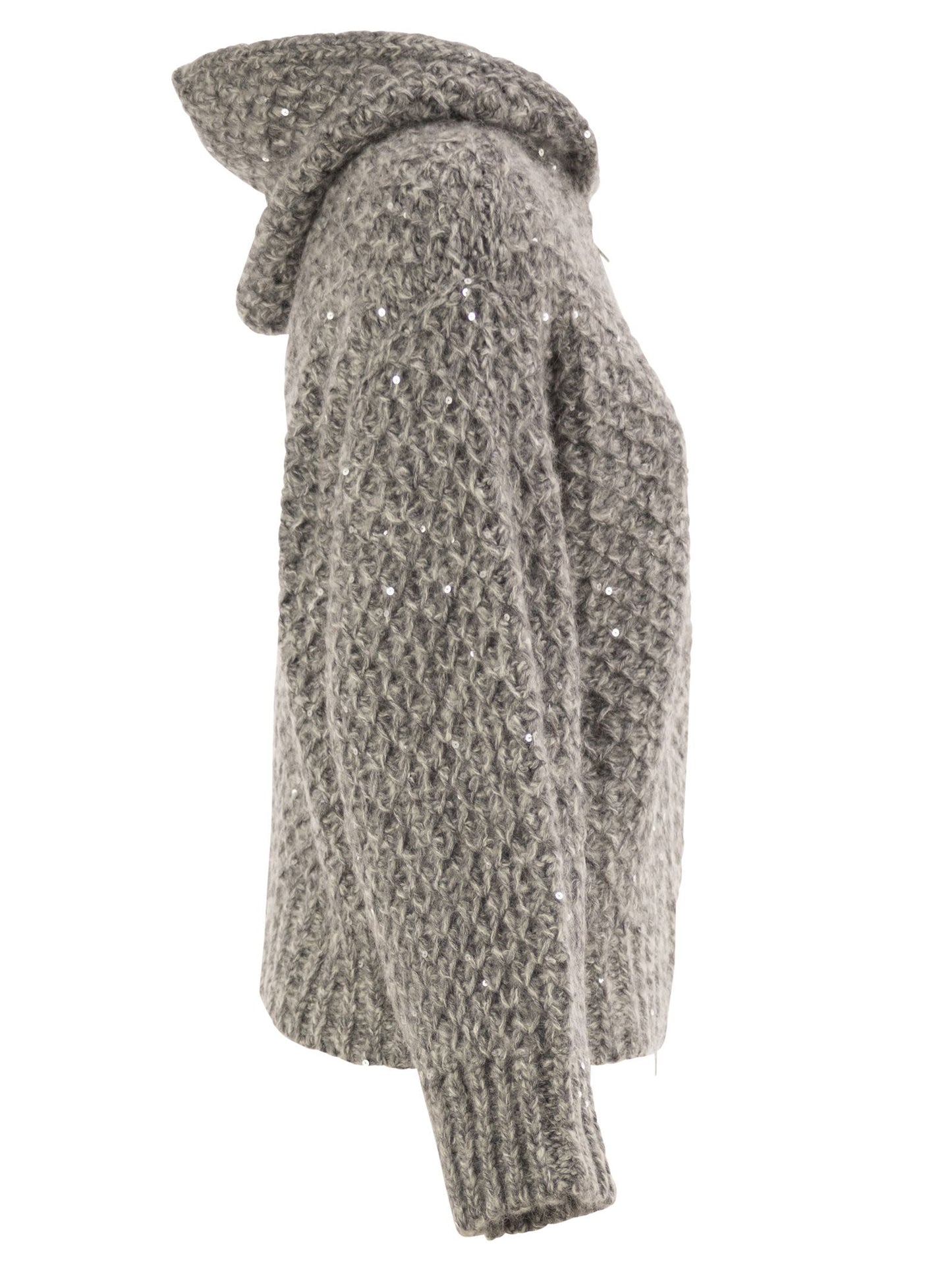 Peserico Women Alpaca Blend Knitted Hooded Cardigan With Sequins PESERICO