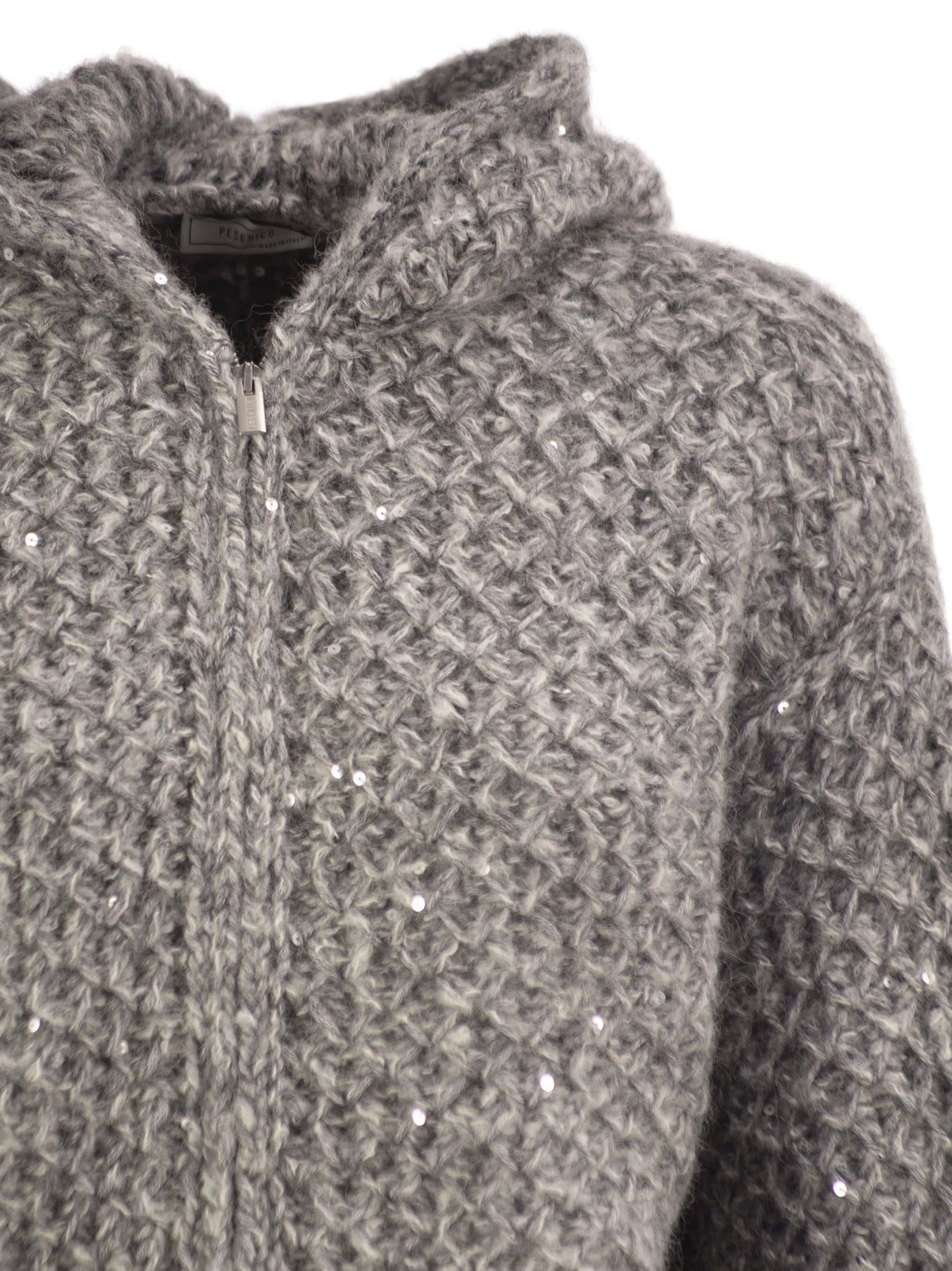 Peserico Women Alpaca Blend Knitted Hooded Cardigan With Sequins PESERICO
