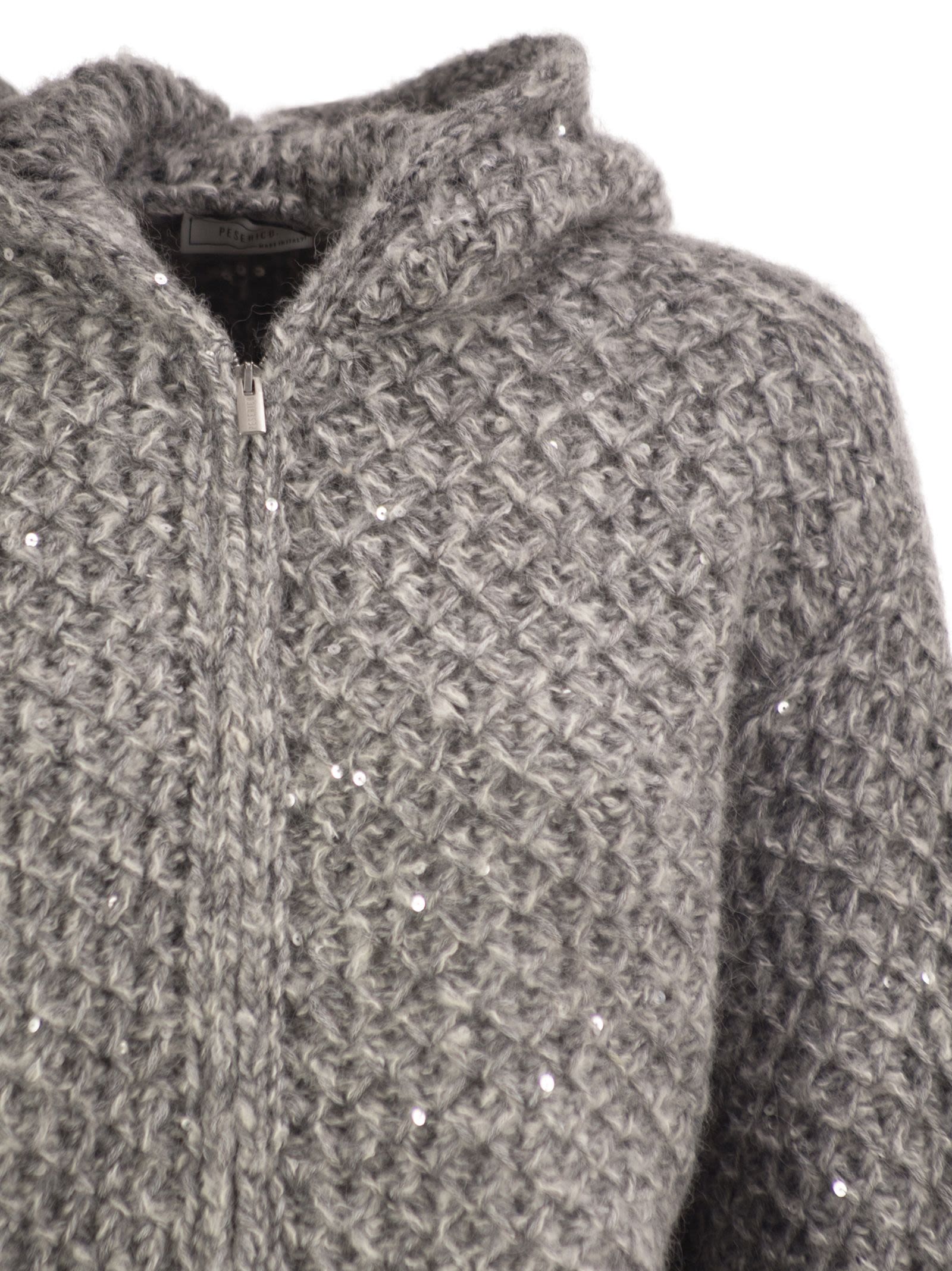 Peserico Women Alpaca Blend Knitted Hooded Cardigan With Sequins PESERICO