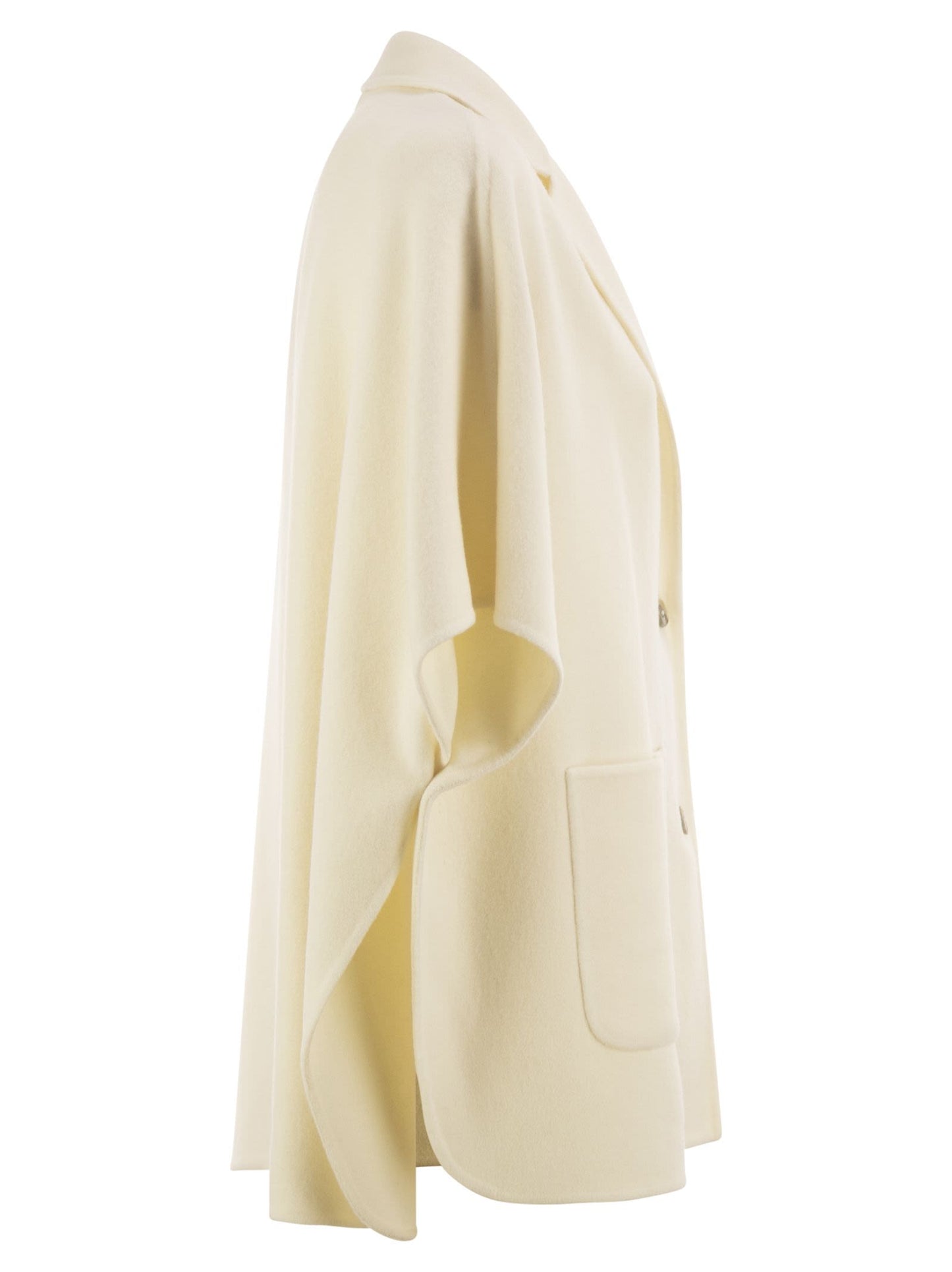 Herno Women Double Wool Cape With Lapel Collar HERNO