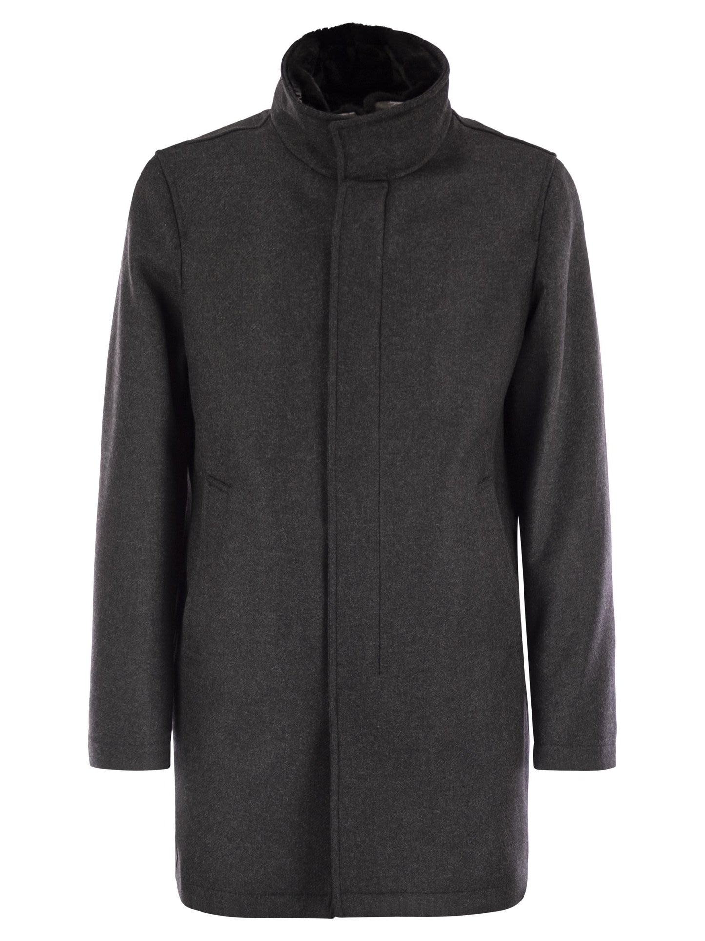 Herno Men Wool Coat With Detachable Collar HERNO
