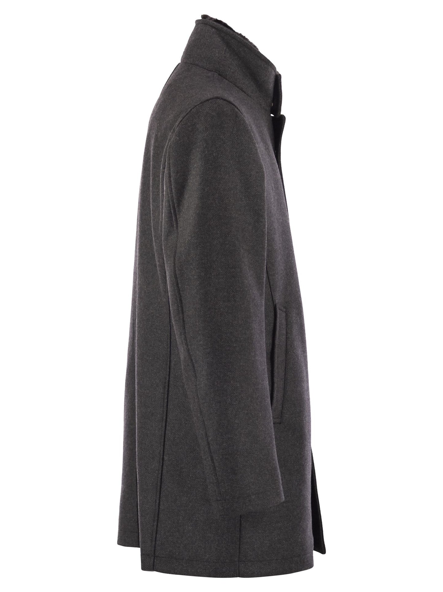 Herno Men Wool Coat With Detachable Collar HERNO