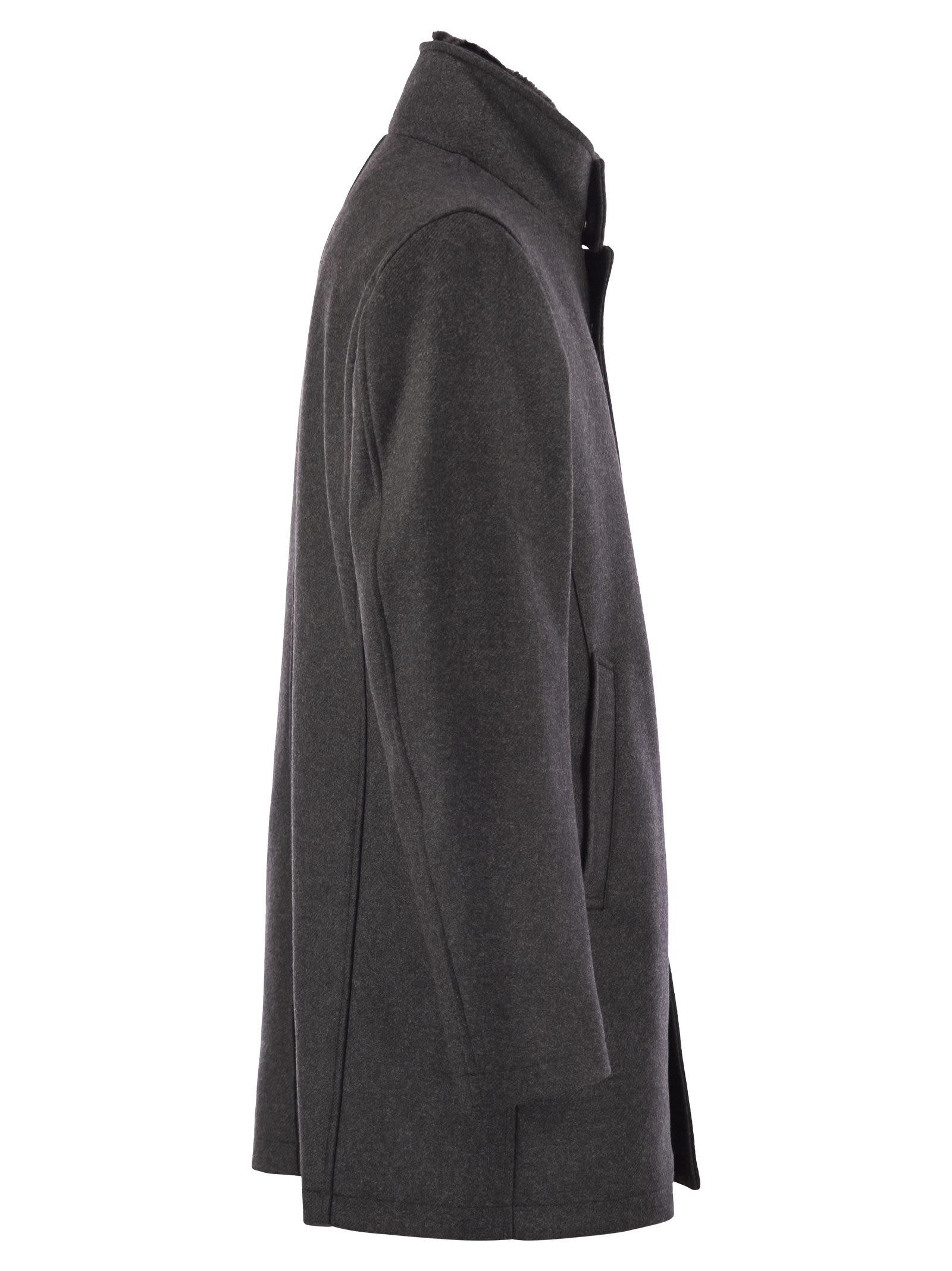 Herno Men Wool Coat With Detachable Collar HERNO