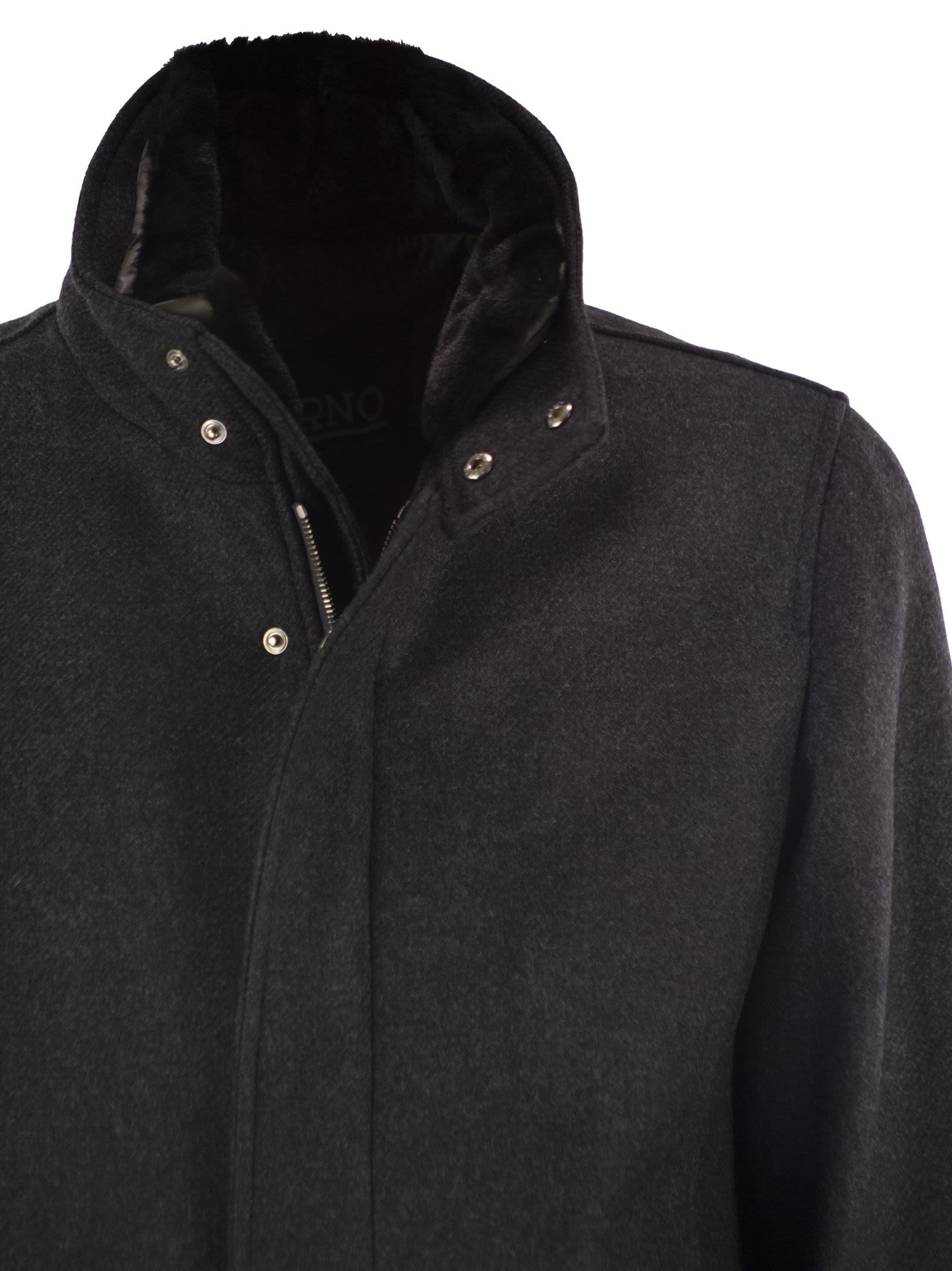 Herno Men Wool Coat With Detachable Collar HERNO