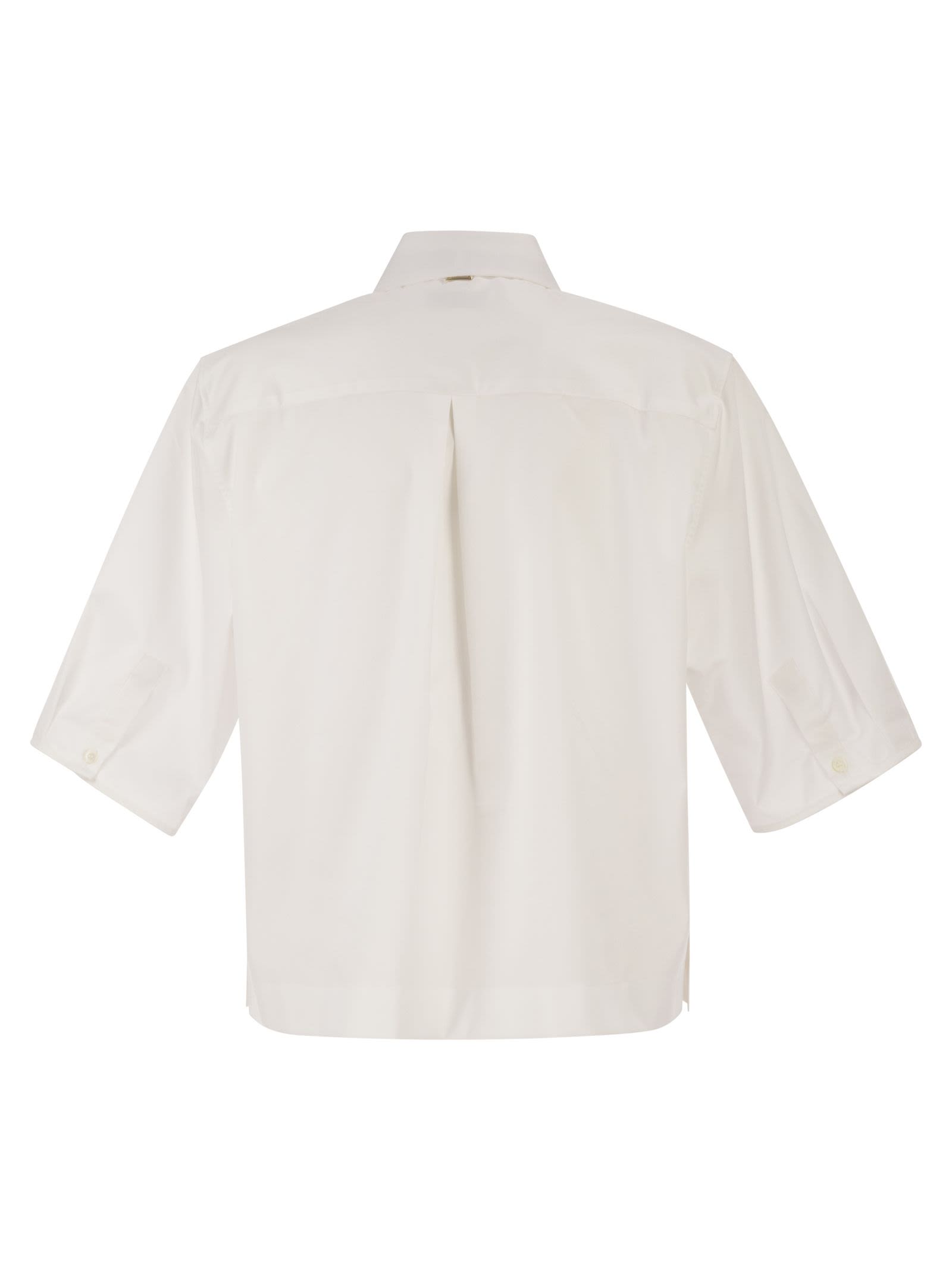 Herno Women Cropped Cotton Shirt With Ribbon Bow HERNO