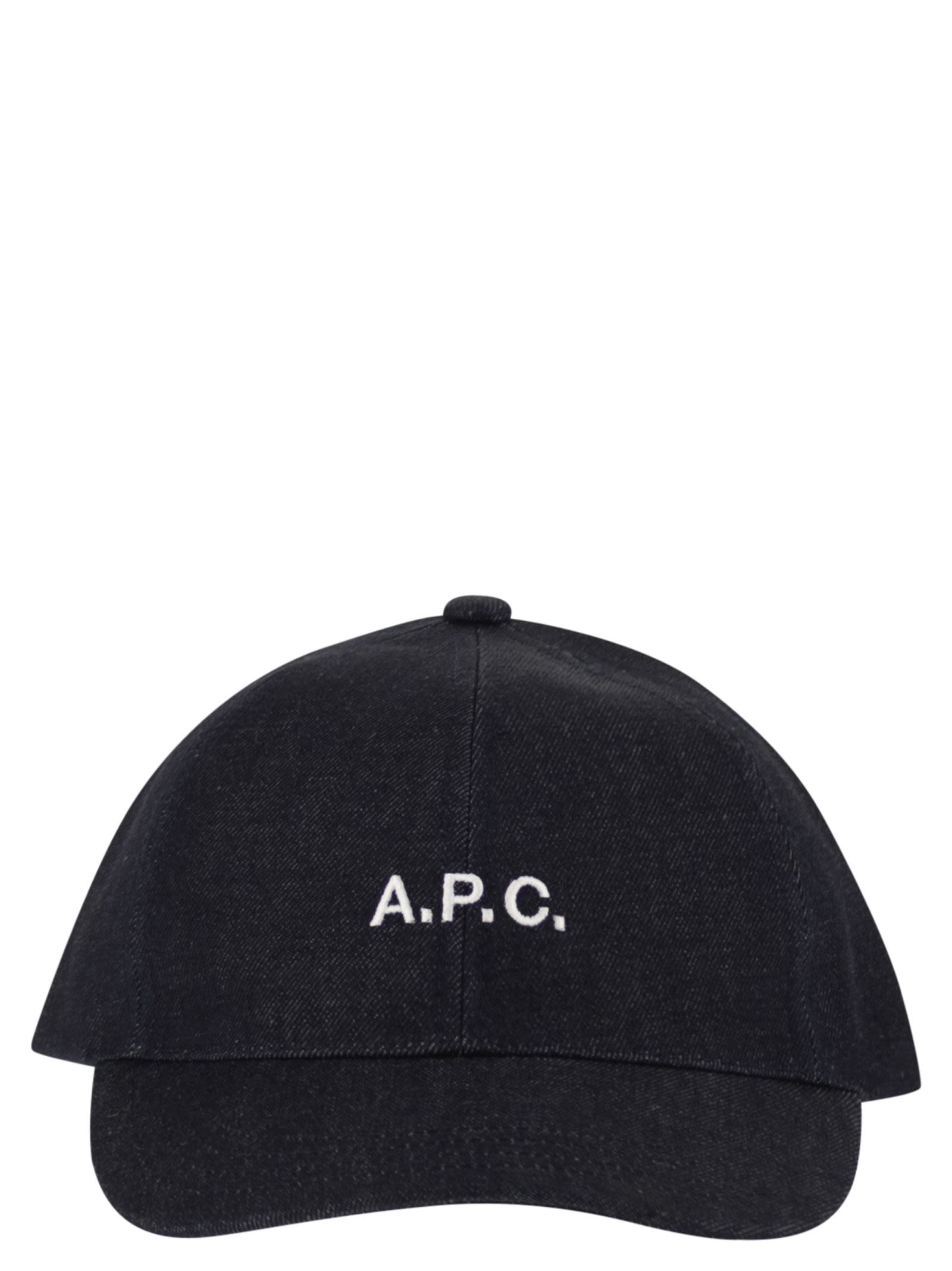 A.P.C. Men Cotton Denim Cap With Embroidered Logo A.P.C.