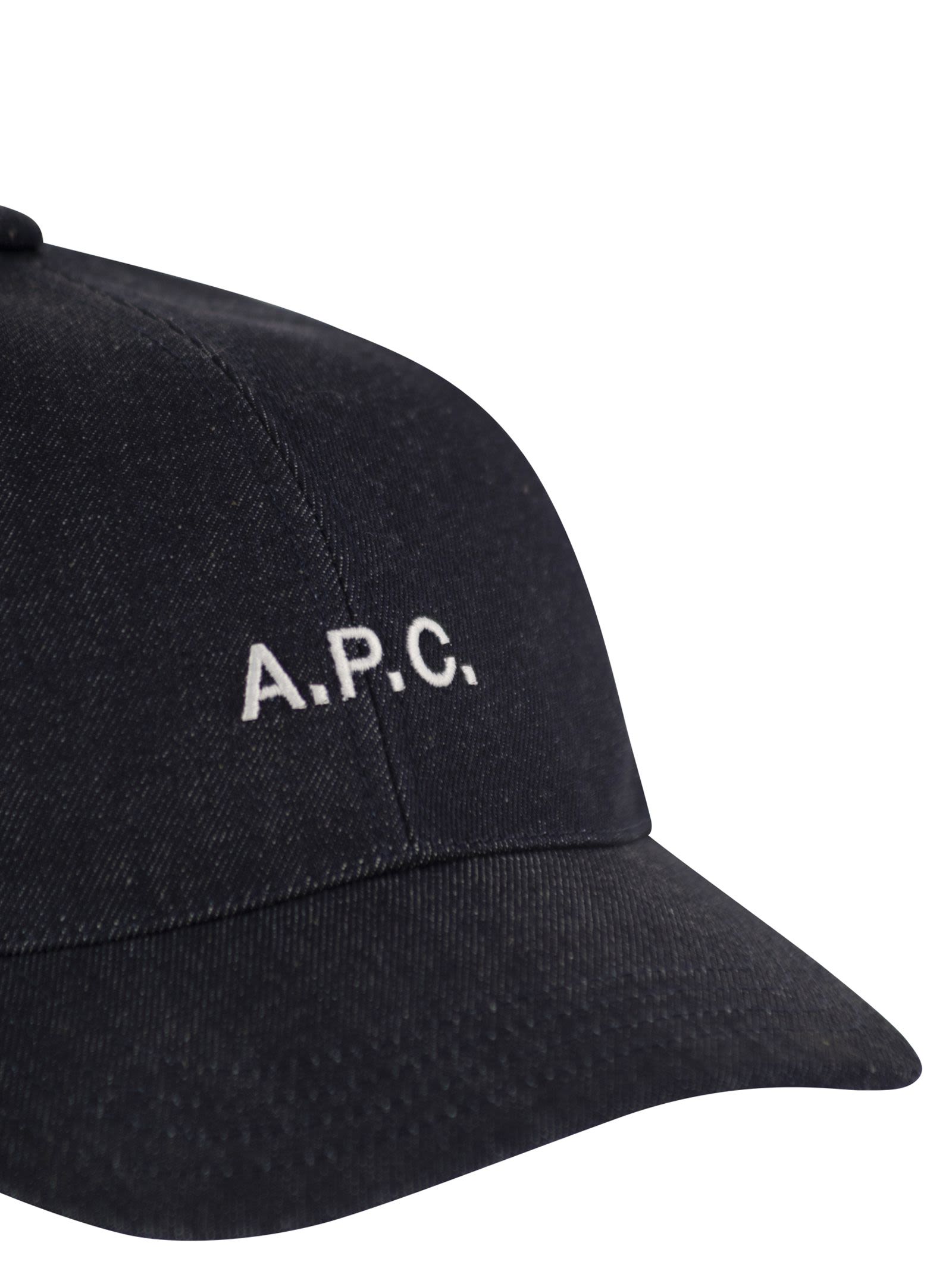 A.P.C. Men Cotton Denim Cap With Embroidered Logo A.P.C.