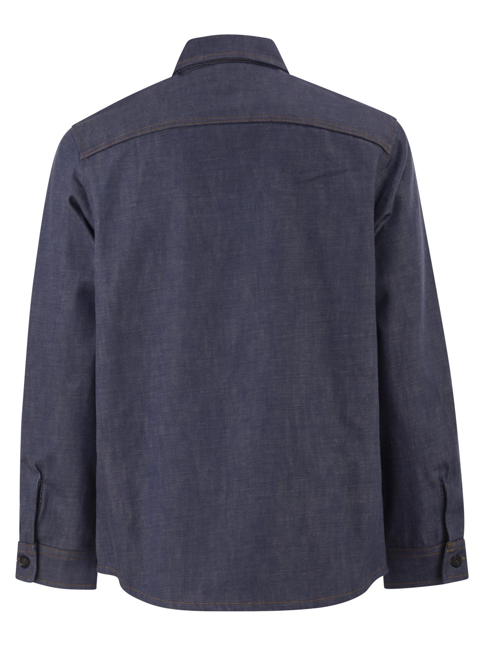 A.P.C. Men Cotton Denim Shirt With Patch Pockets A.P.C.