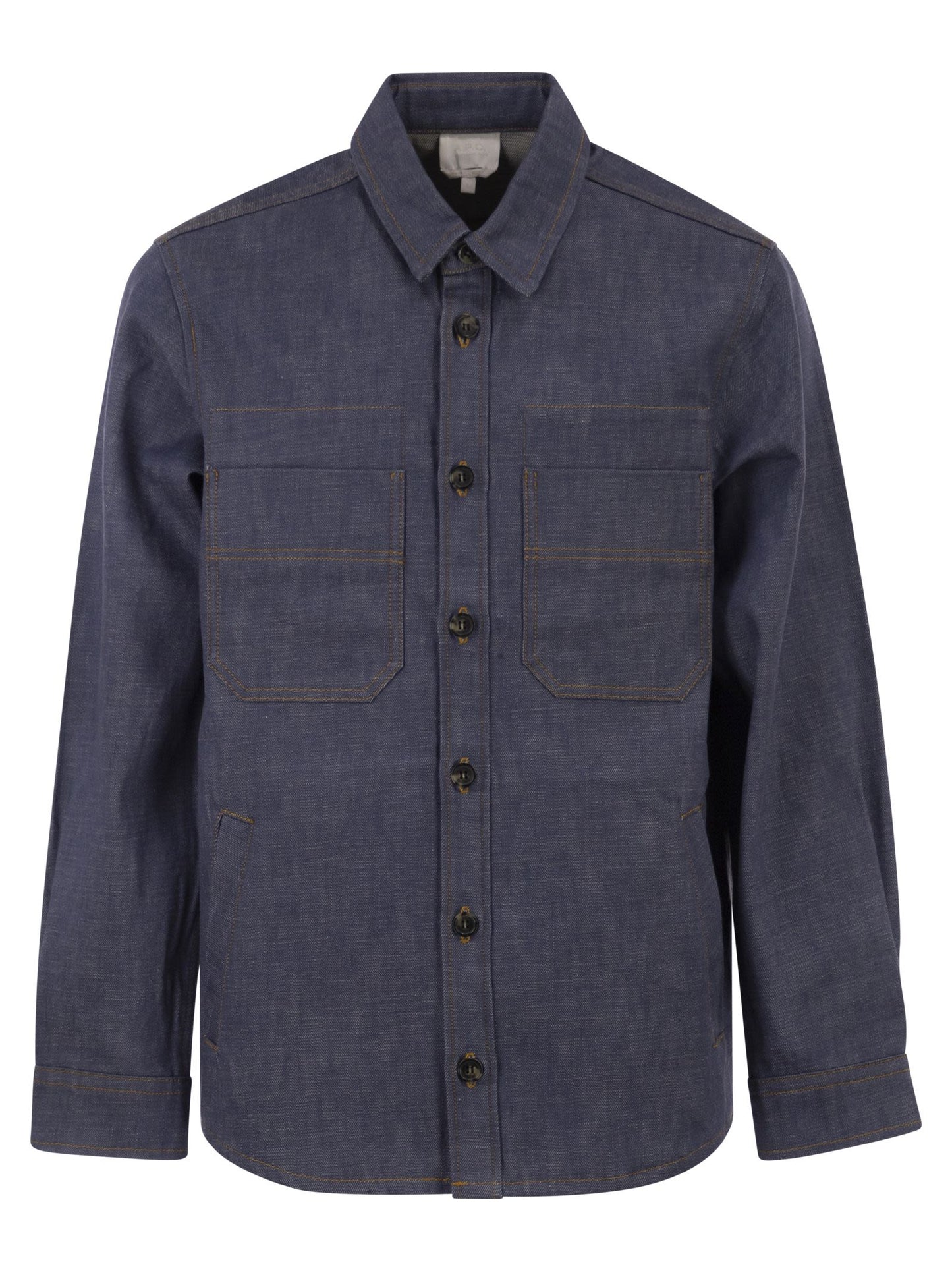A.P.C. Men Cotton Denim Shirt With Patch Pockets A.P.C.