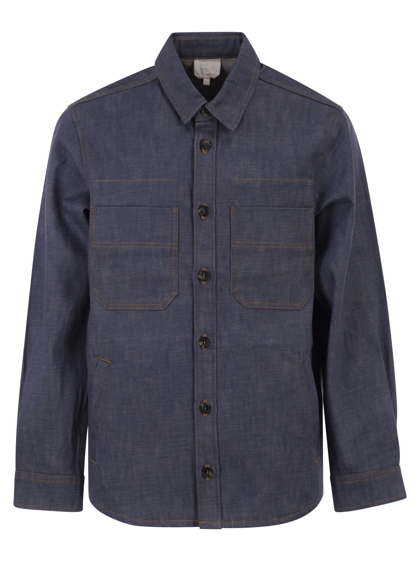 A.P.C. Men Cotton Denim Shirt With Patch Pockets A.P.C.