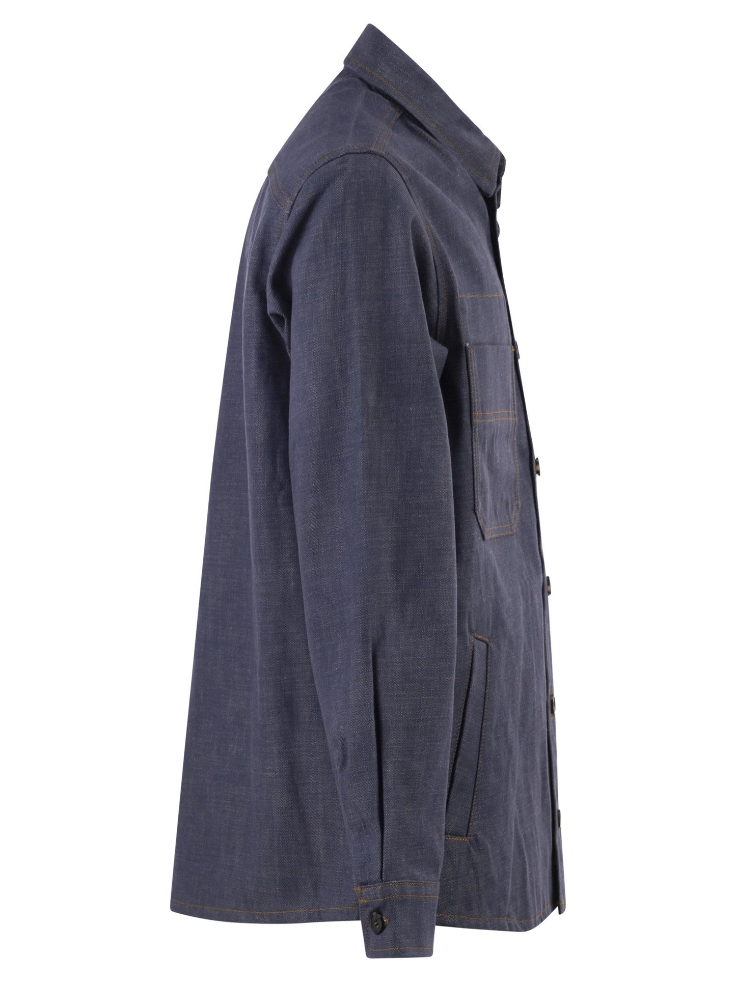 A.P.C. Men Cotton Denim Shirt With Patch Pockets A.P.C.