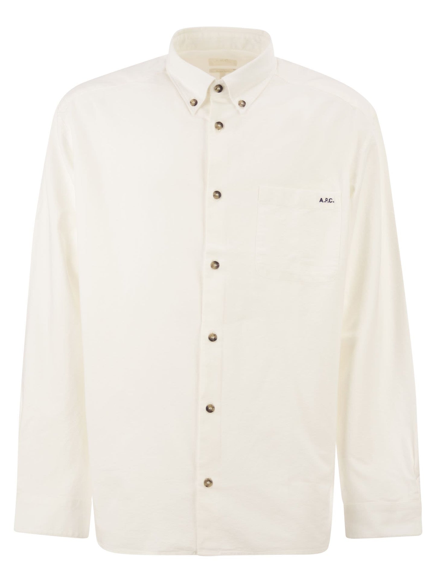 A.P.C. Men Cotton Button-Down Shirt With Embroidered Logo A.P.C.
