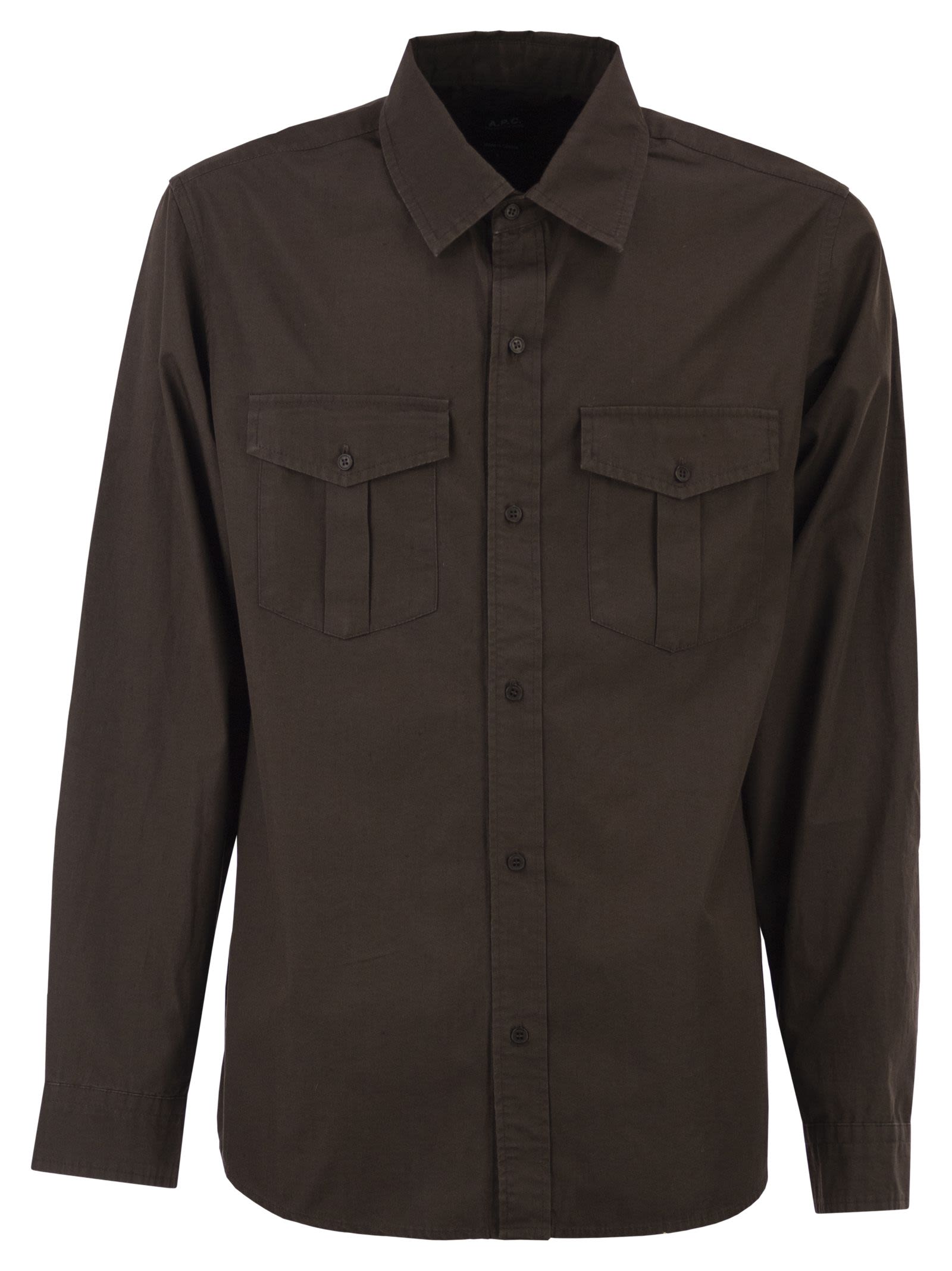 A.P.C. Men Cotton Utility Shirt With Patch Pockets A.P.C.
