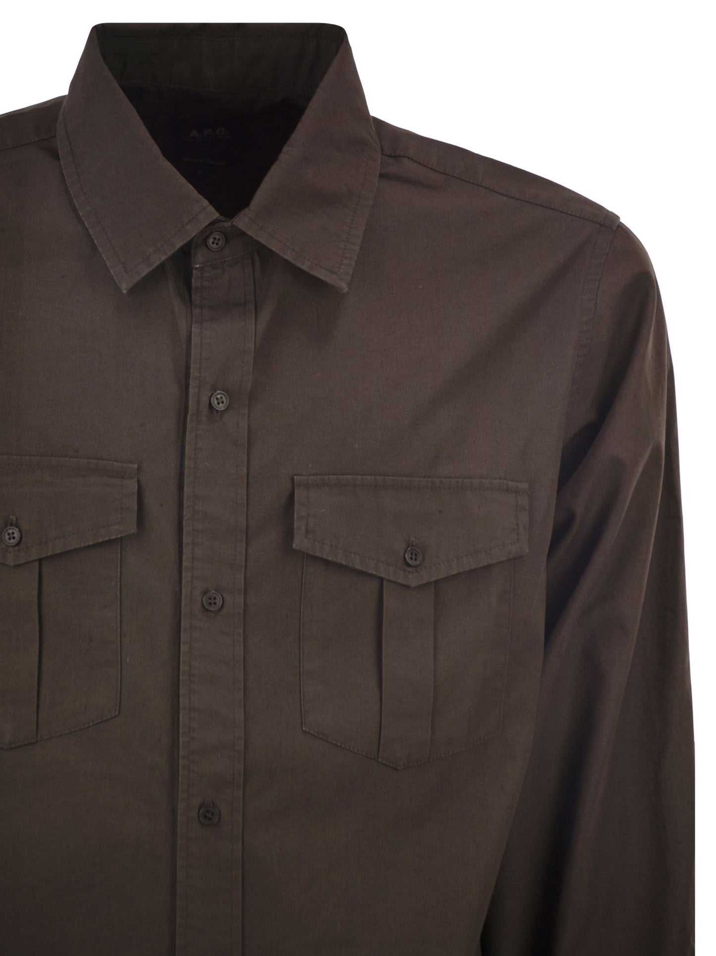 A.P.C. Men Cotton Utility Shirt With Patch Pockets A.P.C.