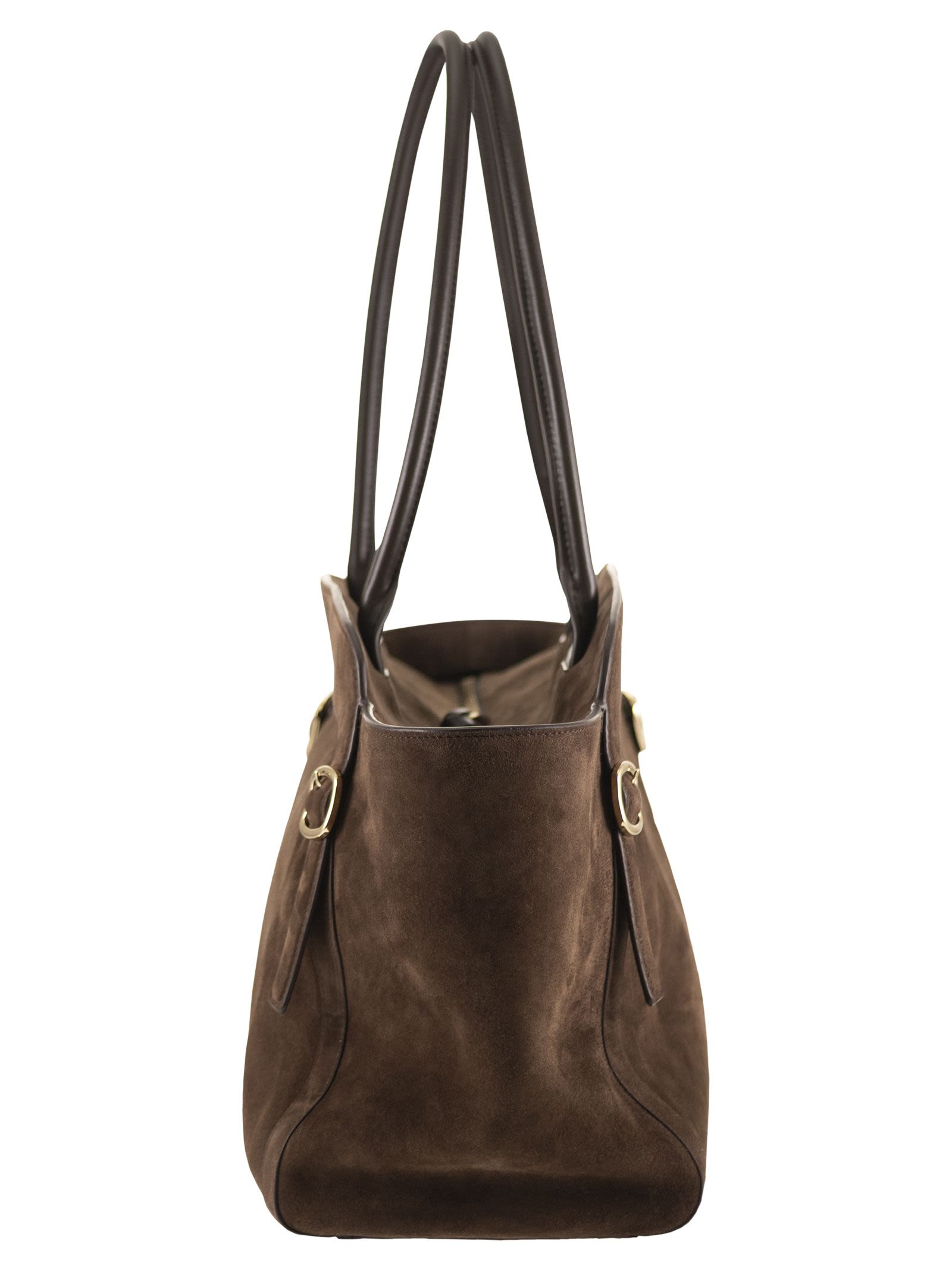 Santoni Women Didi M - Suede Shoulder Bag With Double Handle SANTONI