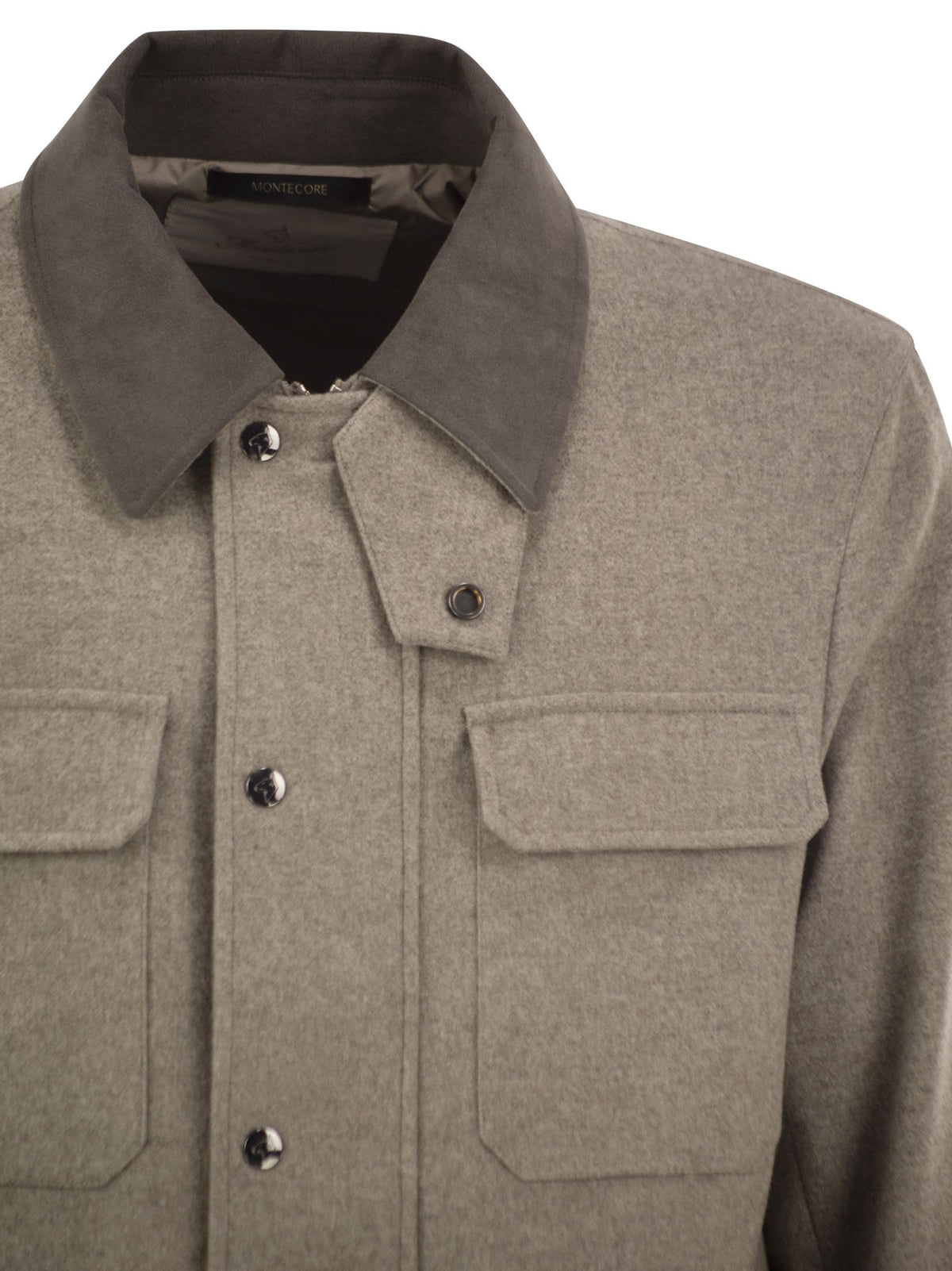 Montecore Men Virgin Wool Field Jacket With Alcantara Details MONTECORE