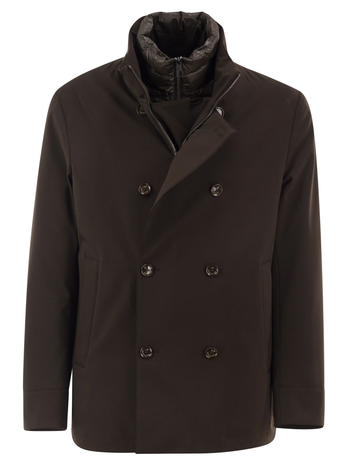 Montecore Men Double-Breasted Technical Fabric Jacket With Detachable Inner Bib MONTECORE