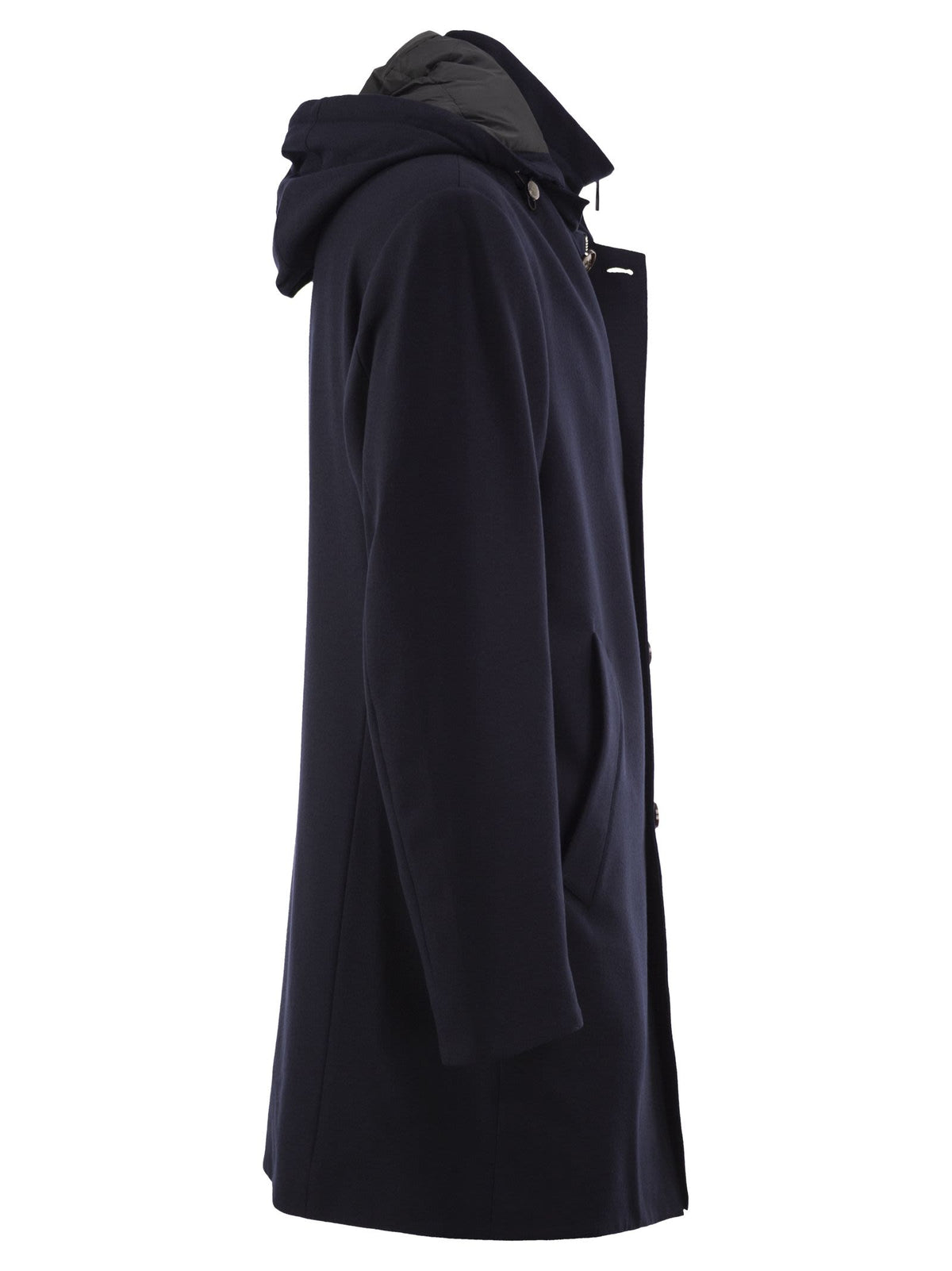 Montecore Men Stretch Virgin Wool Coat With Hood And Detachable Inner Bib MONTECORE