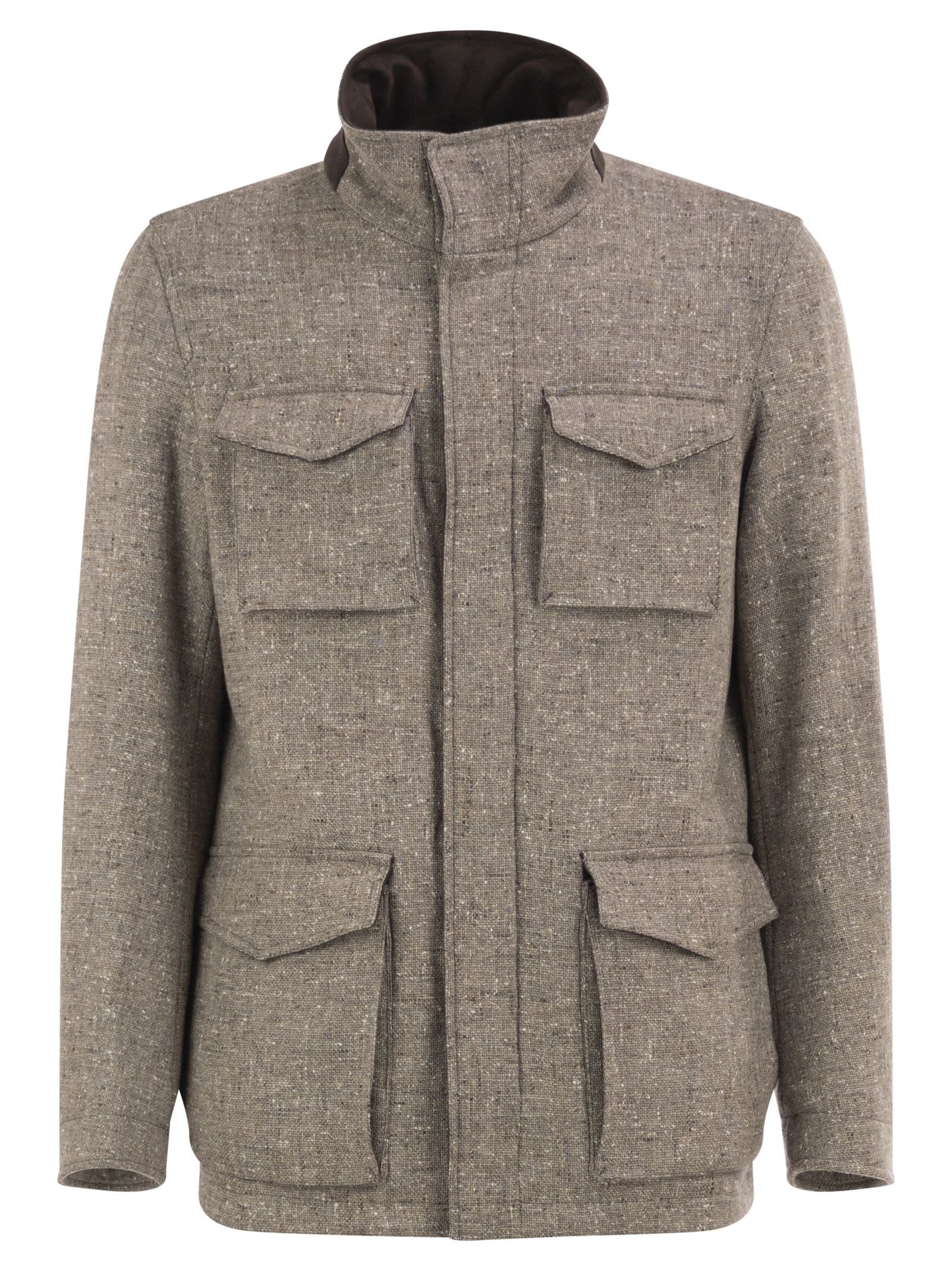 Herno Men Virgin Wool Field Jacket With Concealed Hood HERNO
