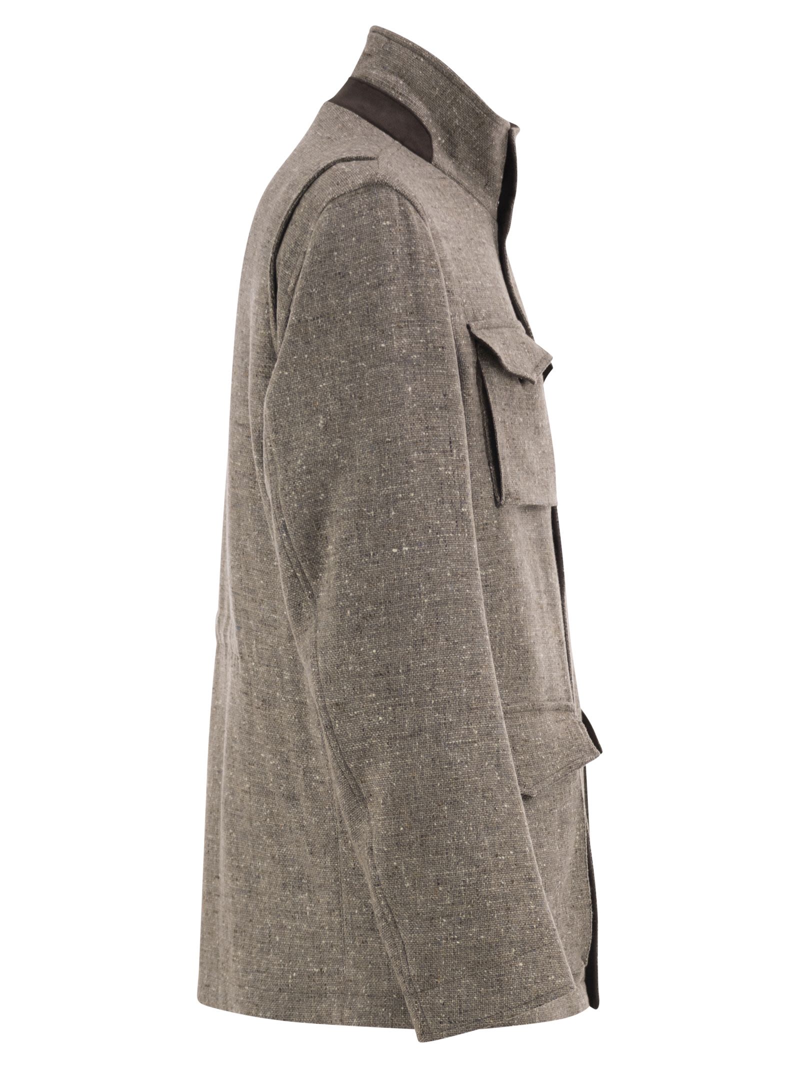 Herno Men Virgin Wool Field Jacket With Concealed Hood HERNO