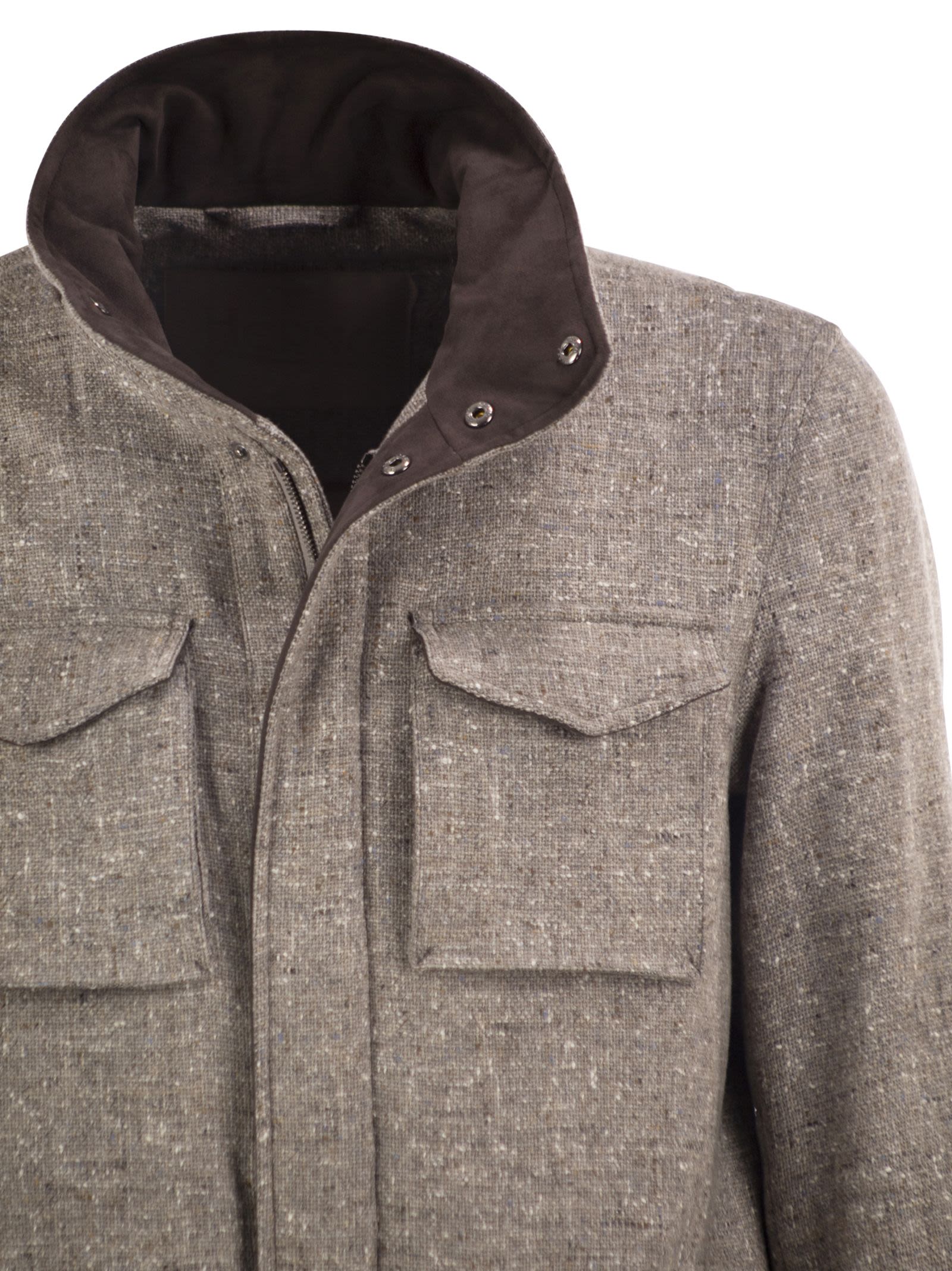 Herno Men Virgin Wool Field Jacket With Concealed Hood HERNO